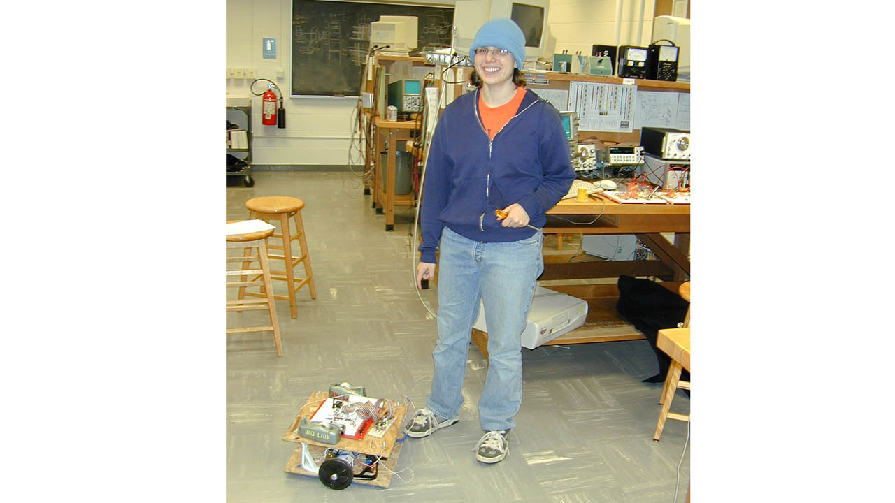 Melonee Wise with her first robot, Zippy 