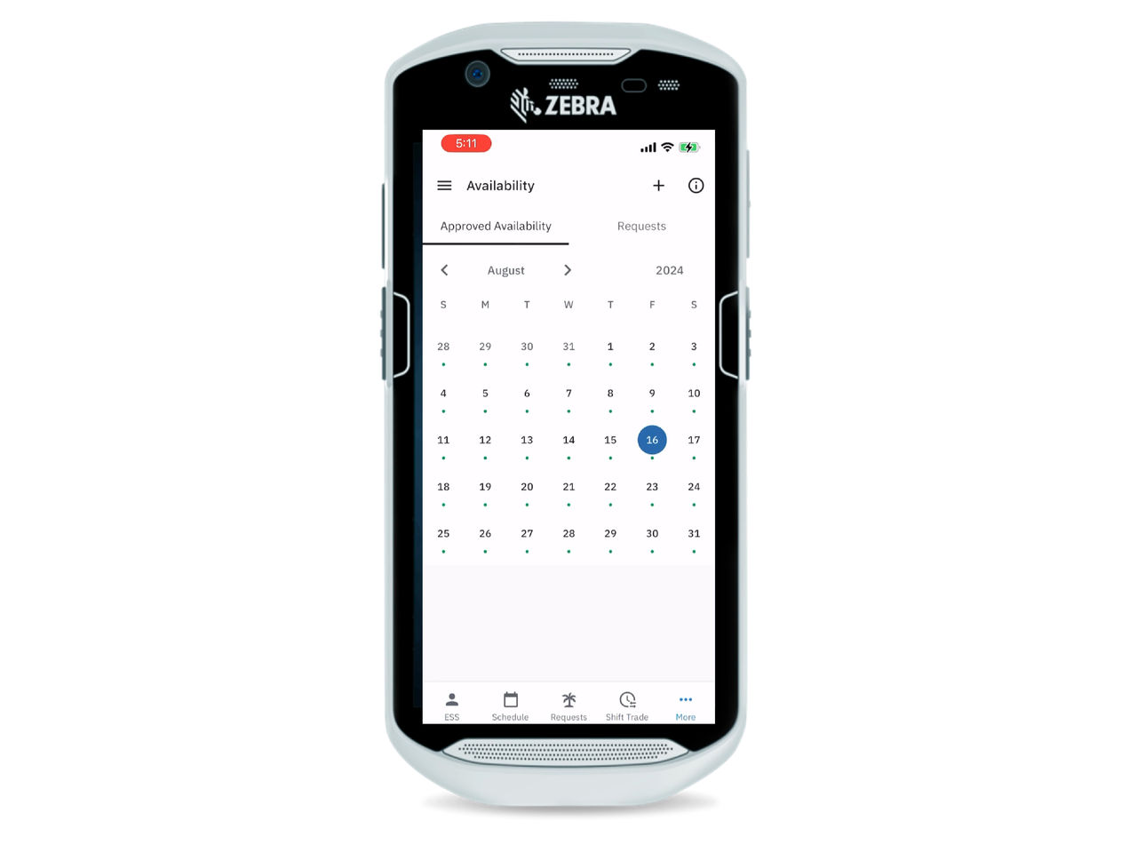 Workcloud Shift Availability