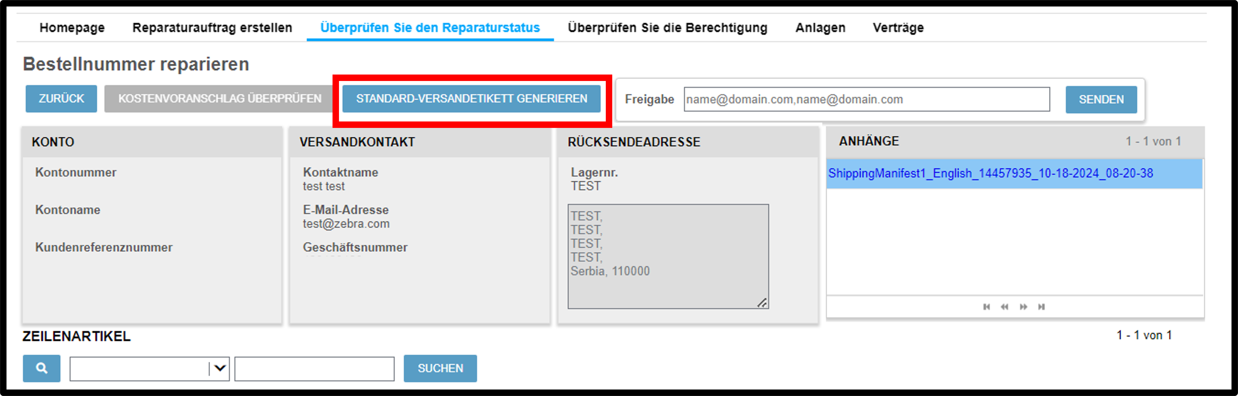Versandetikett erstellen – Screenshot 4