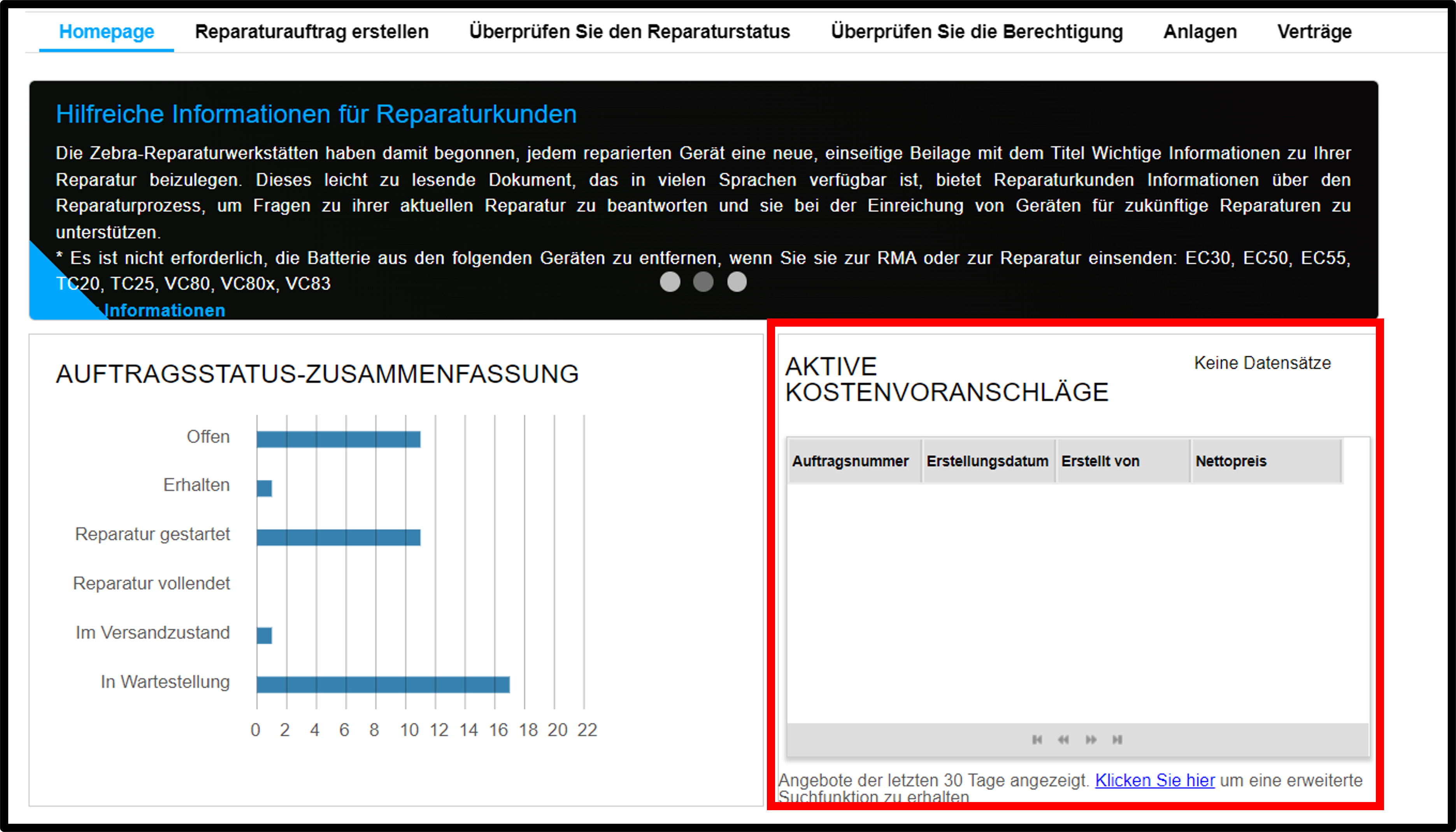 Einführung in das Reparaturportal – Screenshot 3
