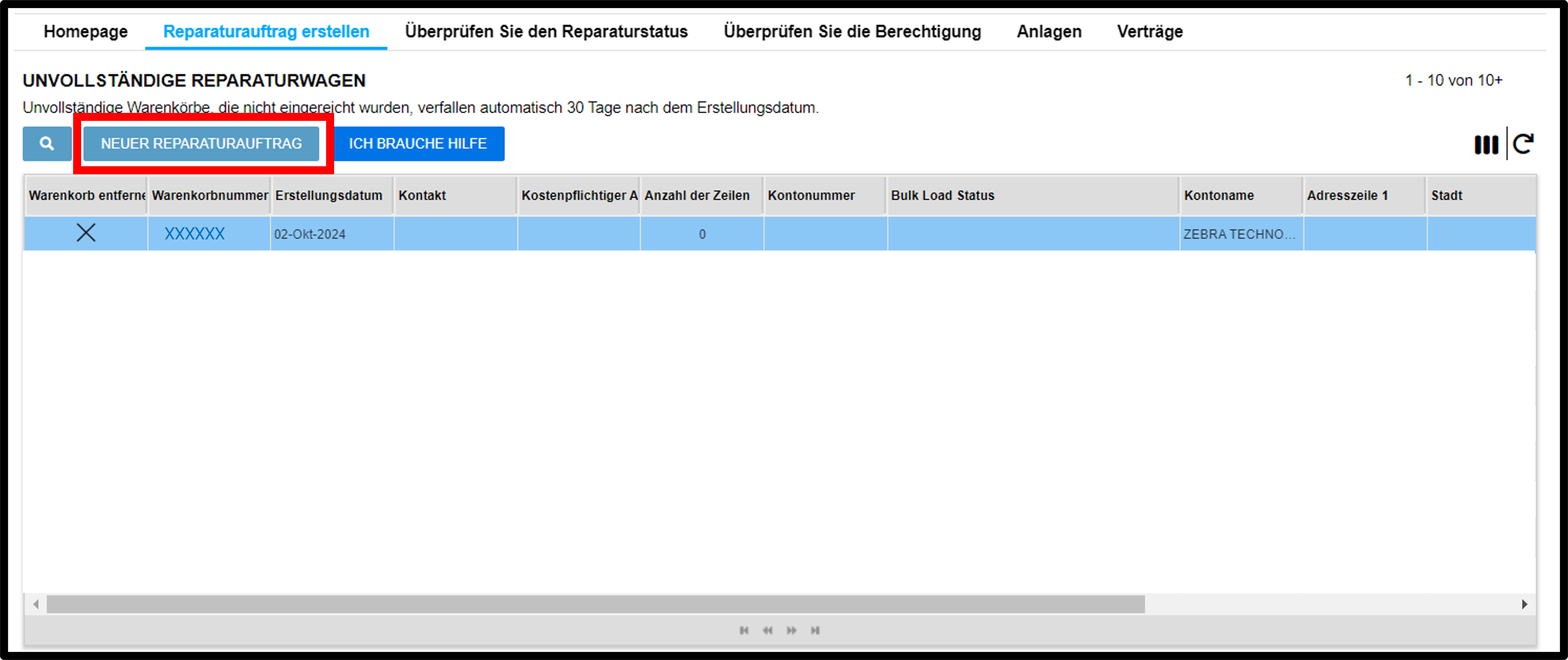 Einführung in das Reparaturportal – Screenshot 5