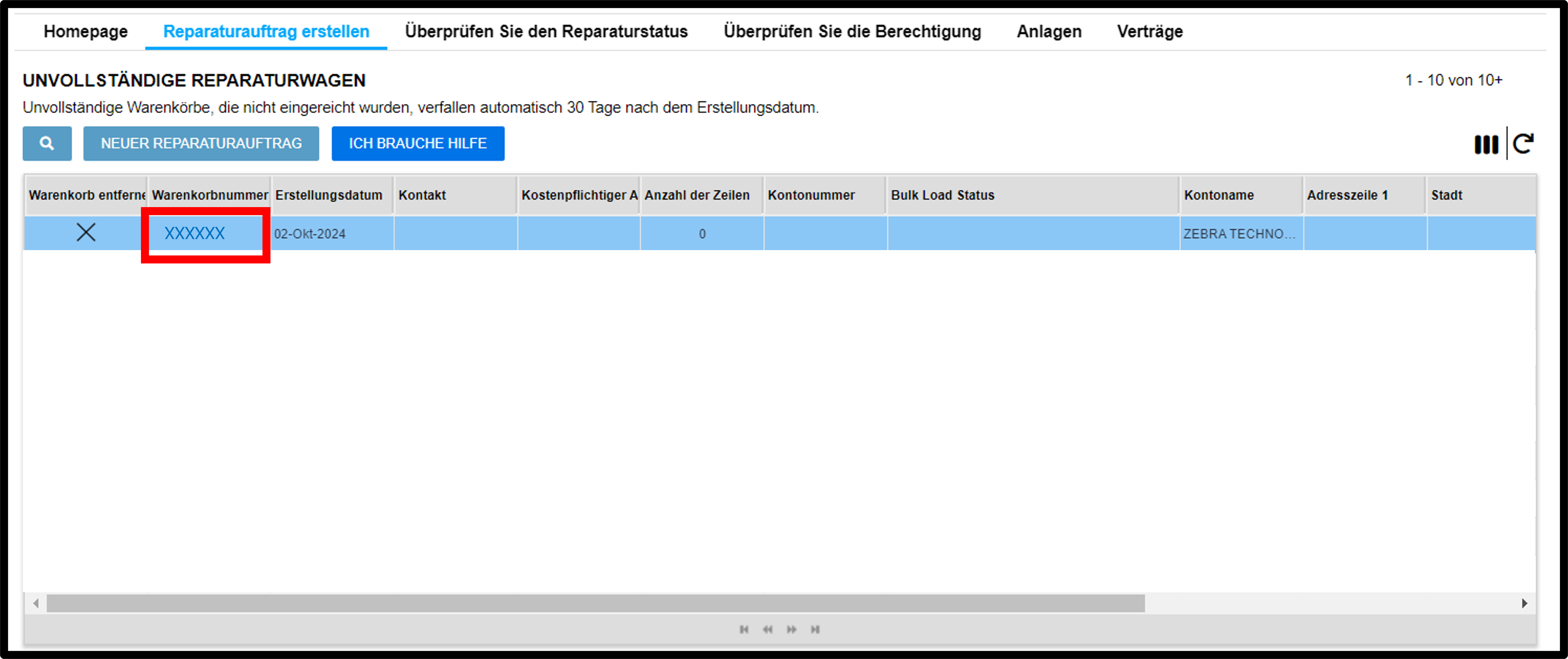 Einführung in das Reparaturportal – Screenshot 6