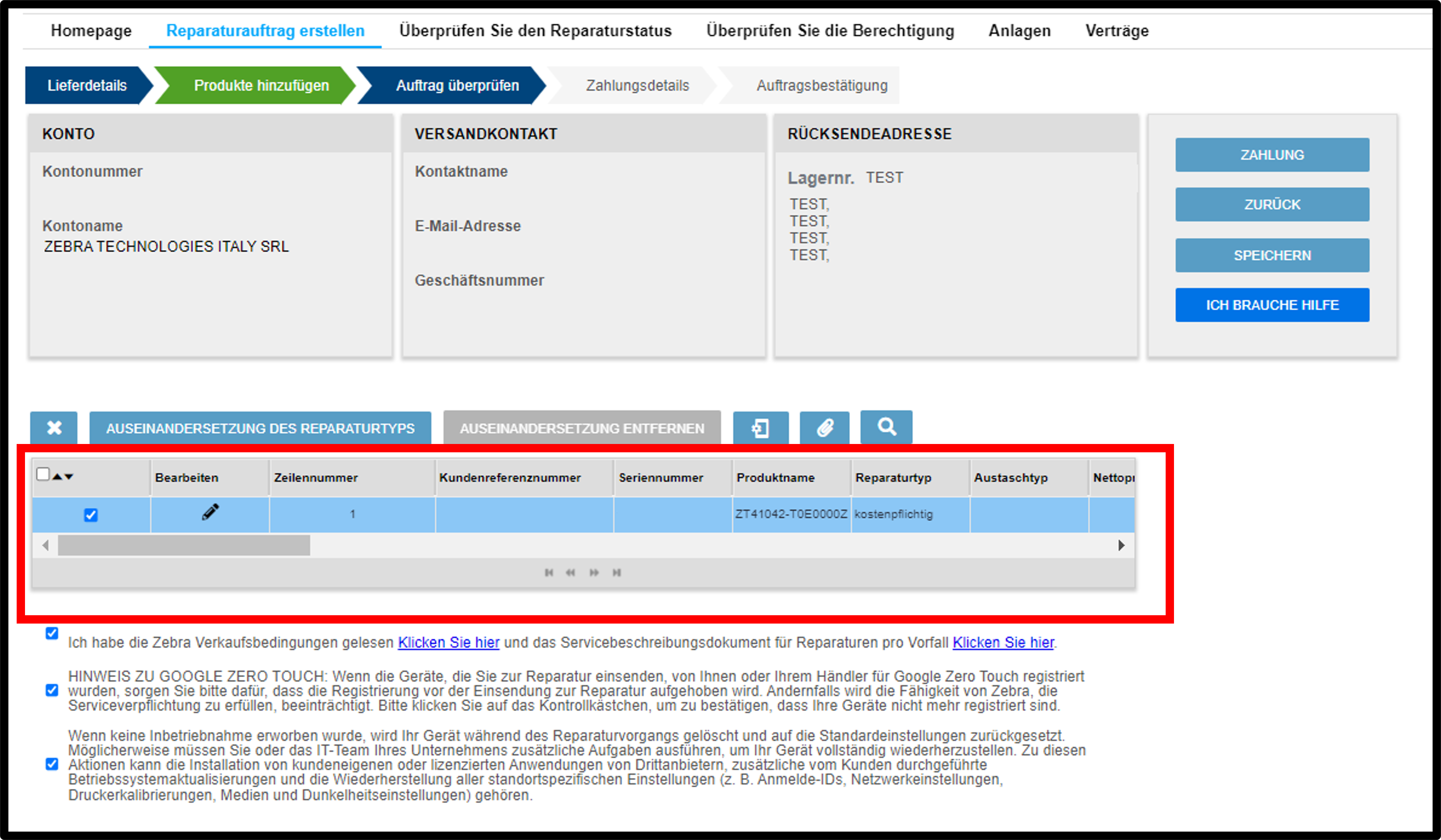Reparatur einreichen – Screenshot 10