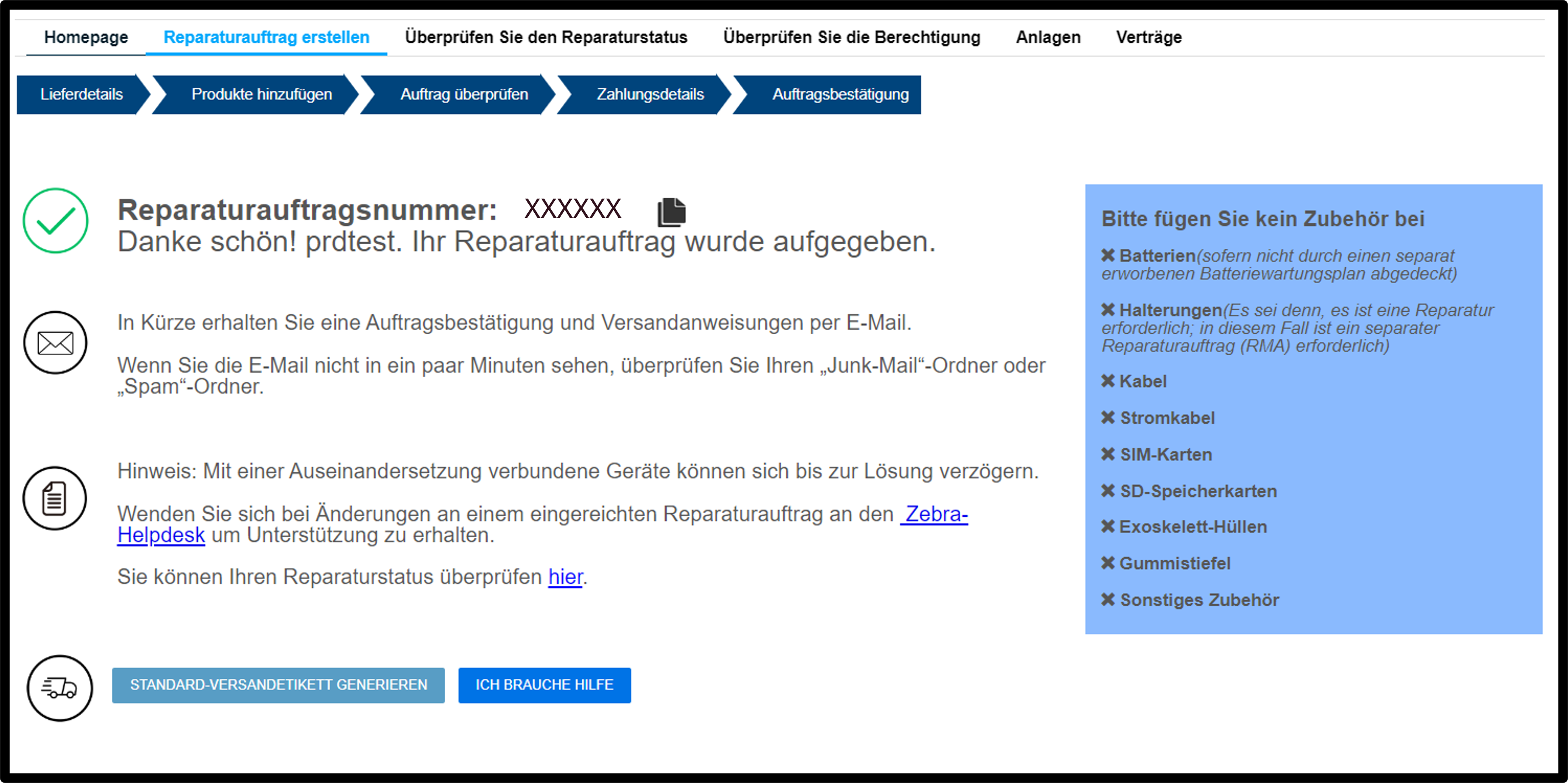 Reparatur einreichen – Screenshot 19