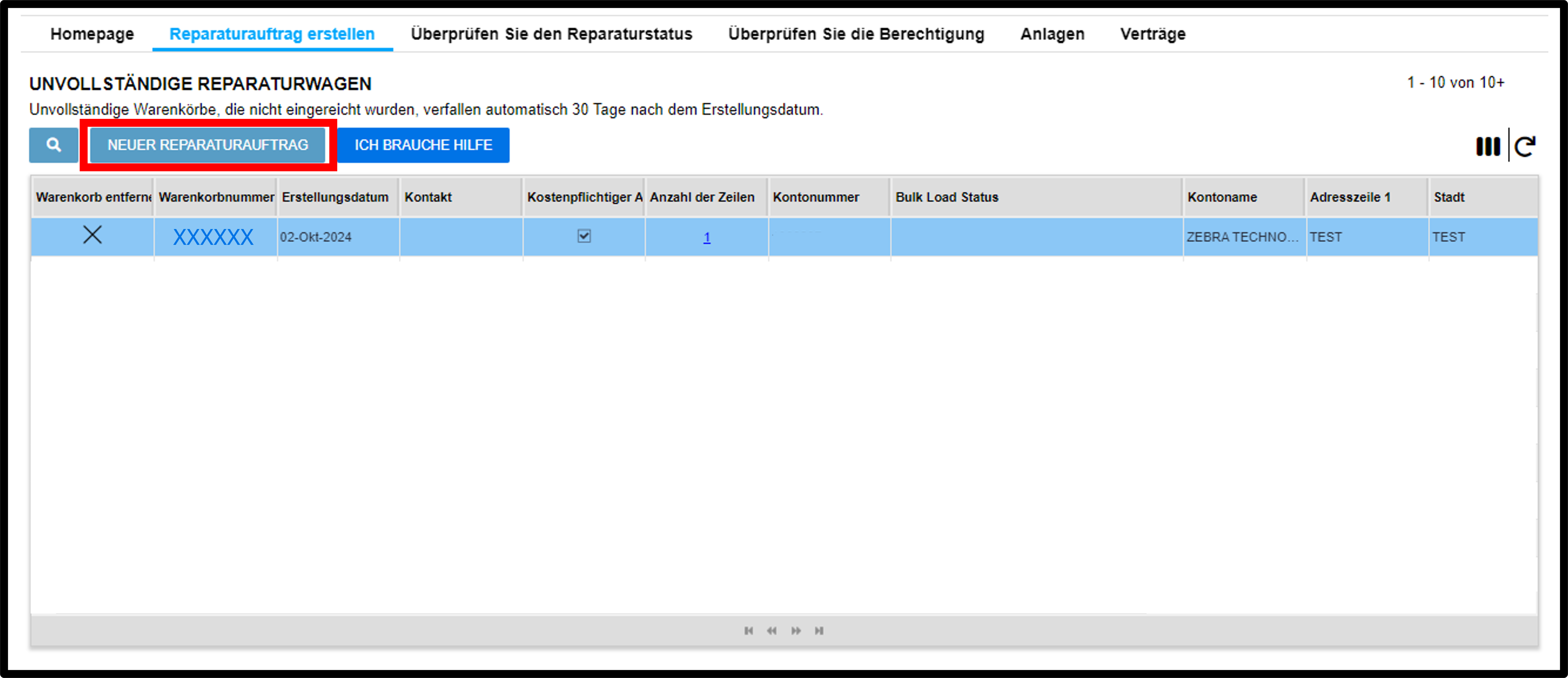 Reparatur einreichen – Screenshot 2