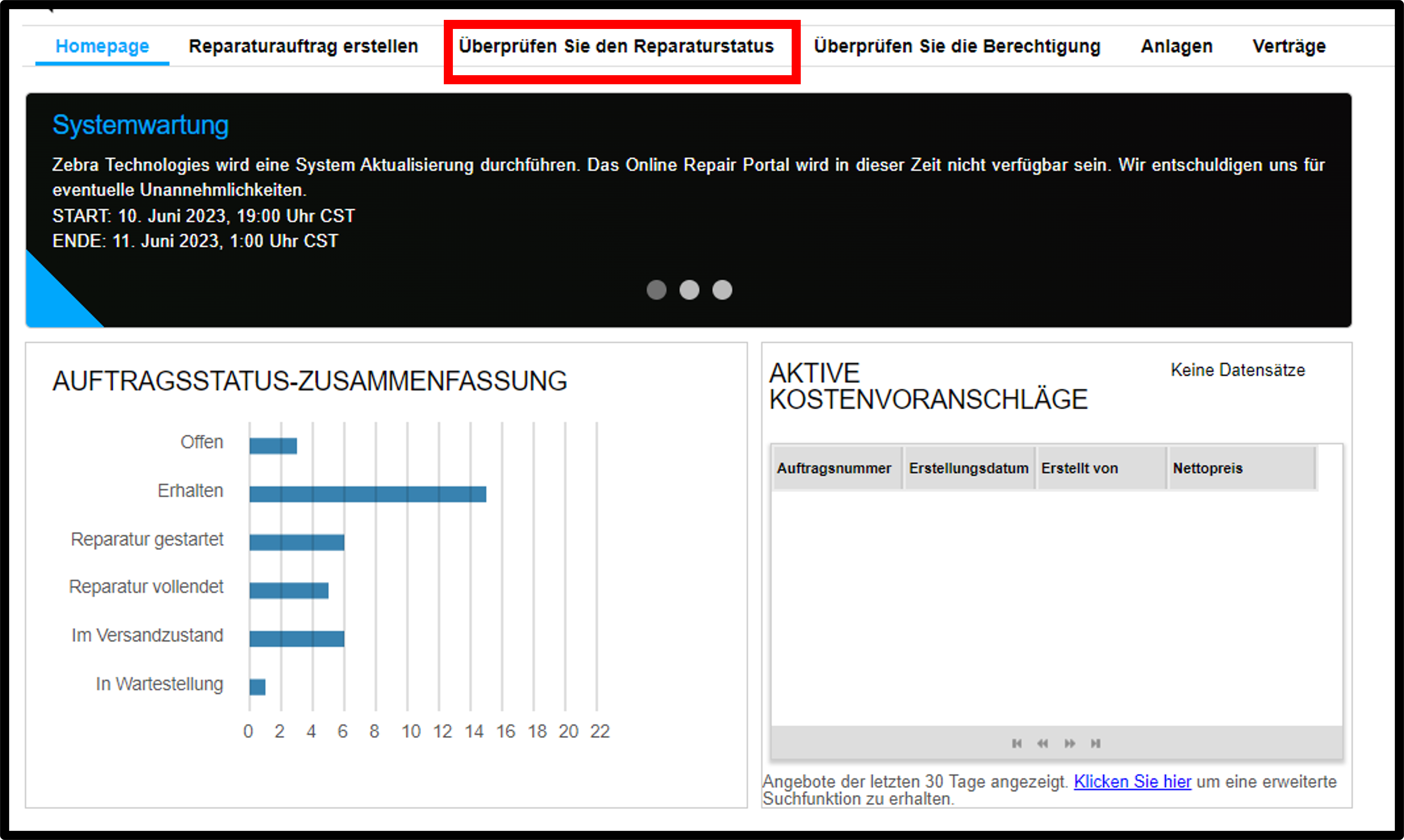 Reparaturdetails anzeigen – Screenshot 1
