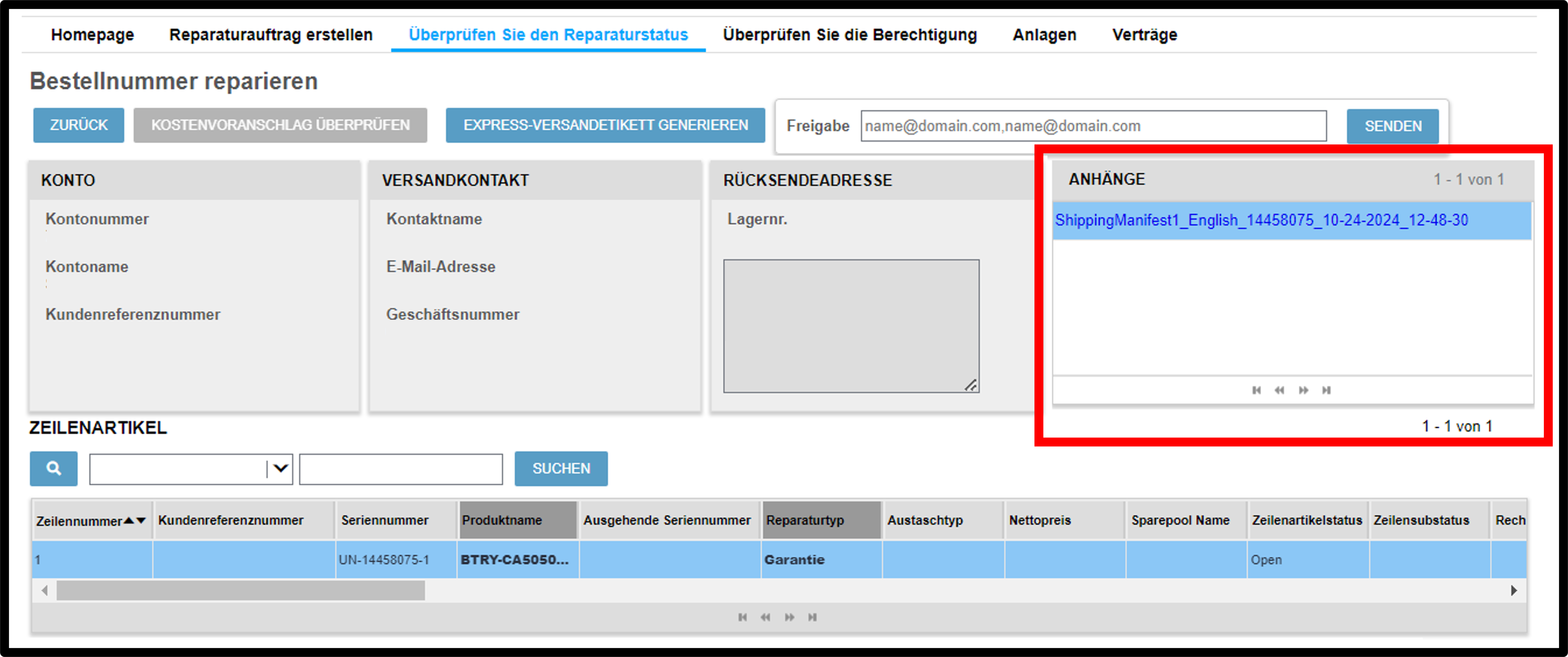 Reparaturdetails anzeigen – Screenshot 10