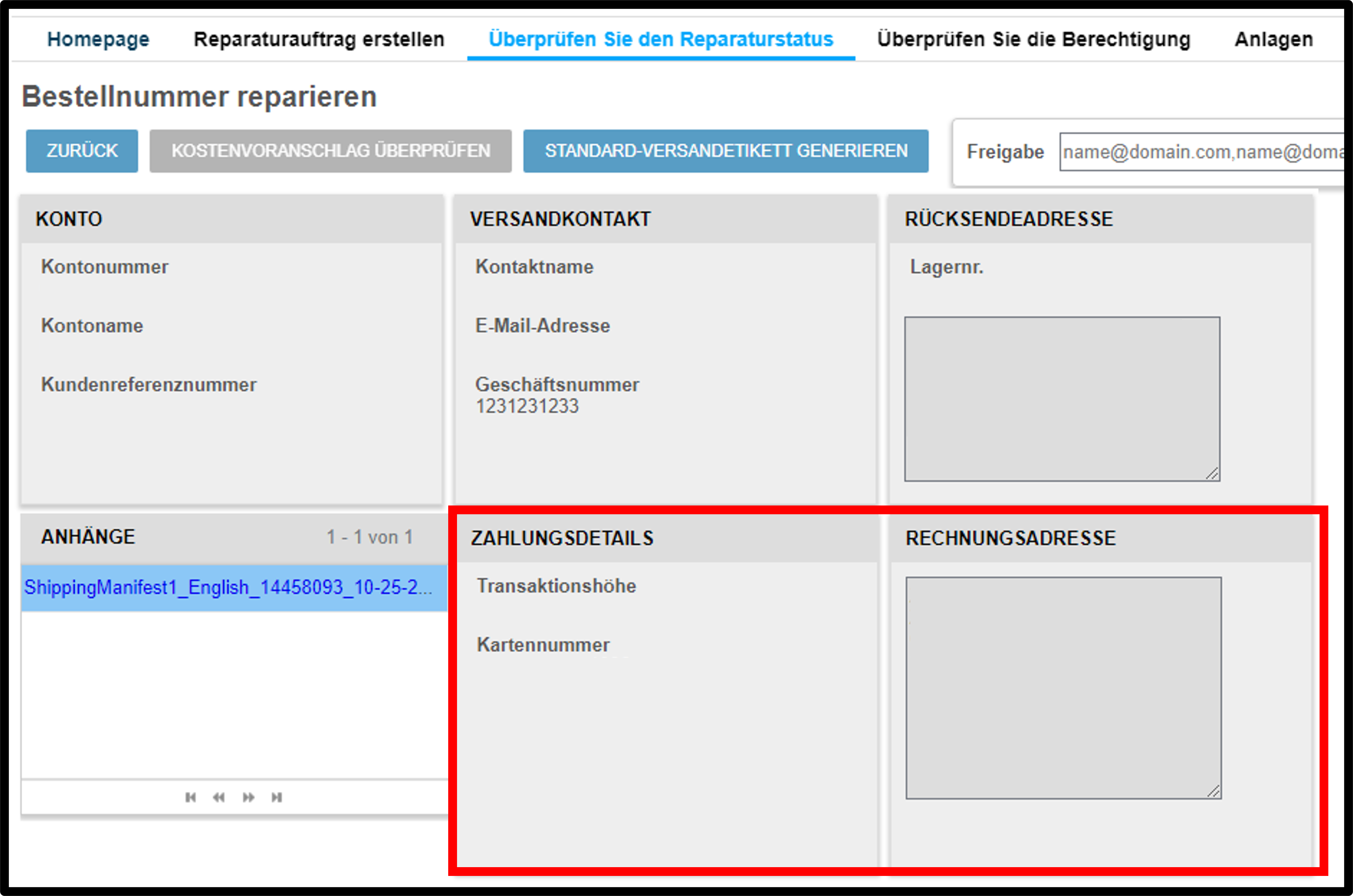 Reparaturdetails anzeigen – Screenshot 11