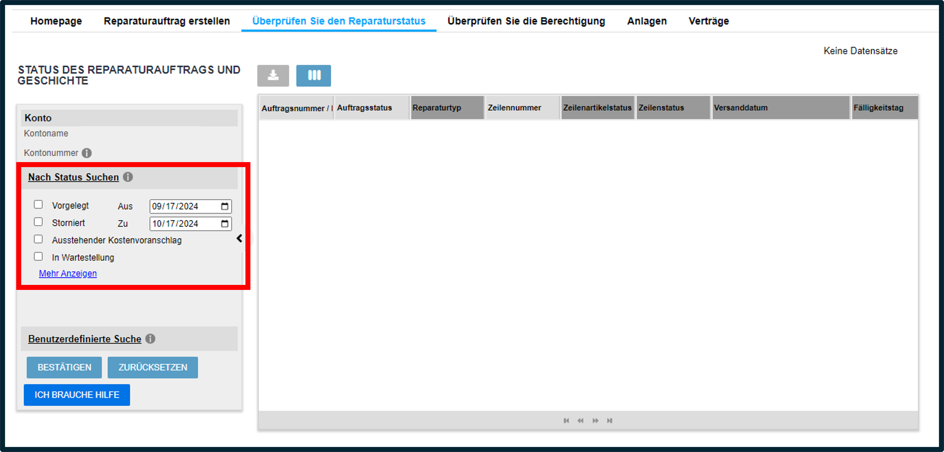 Reparaturdetails anzeigen – Screenshot 2