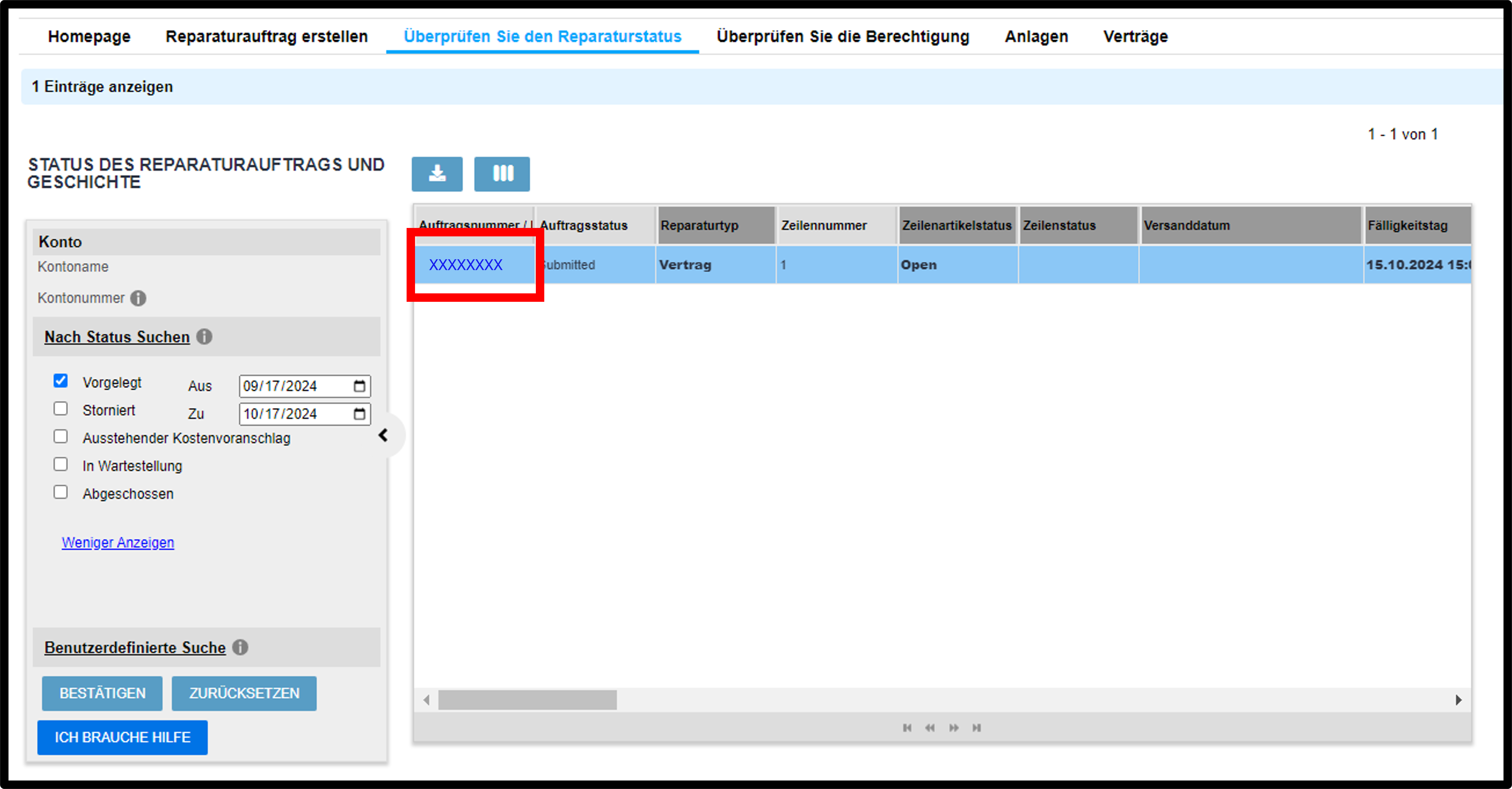 Reparaturdetails anzeigen – Screenshot 6