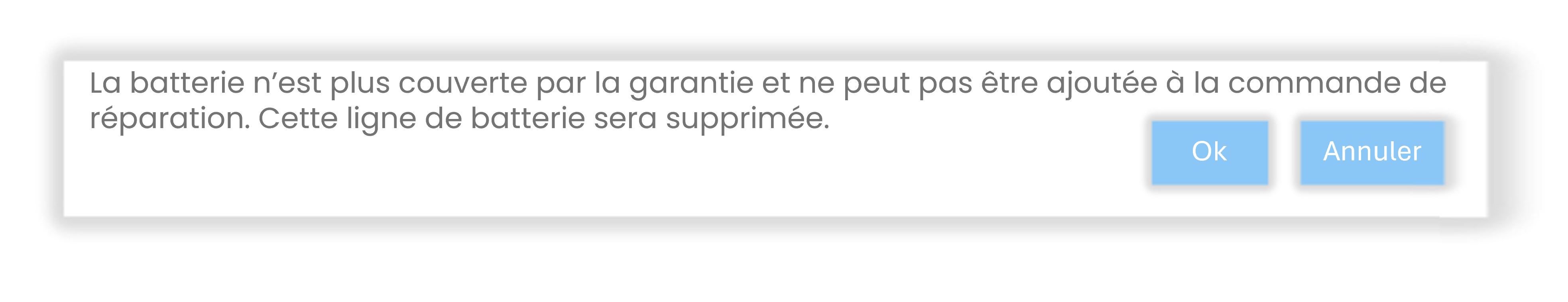 Capture d'écran de la demande de garantie de la batterie 9