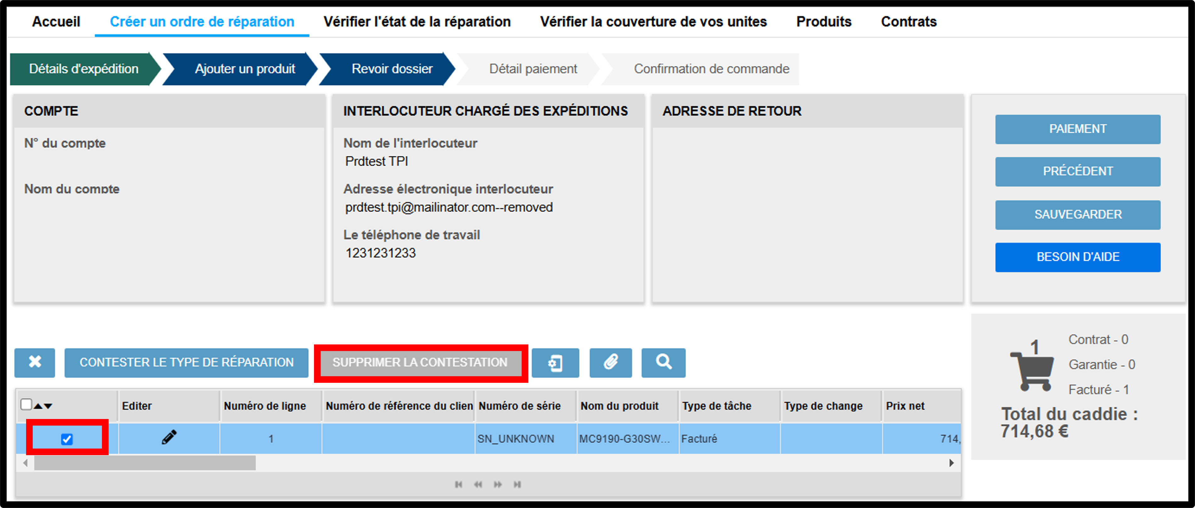 Capture d'écran Droit au dispositif de contestation 7