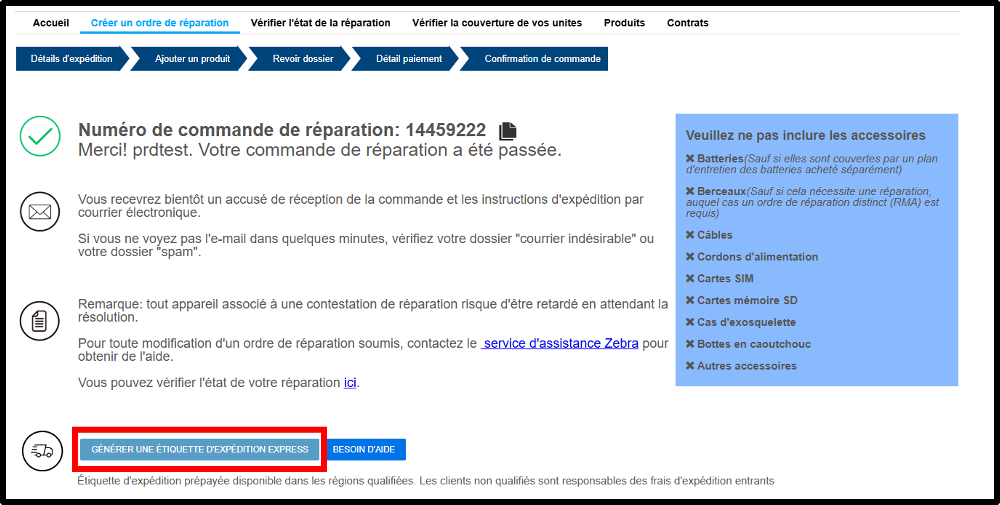 Capture d'écran Générer une étiquette d'expédition 1