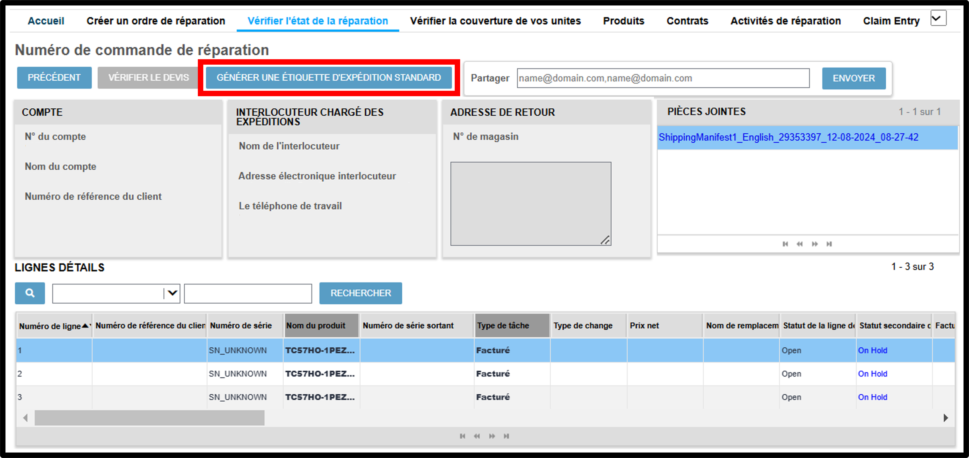 Capture d'écran Générer une étiquette d'expédition 4