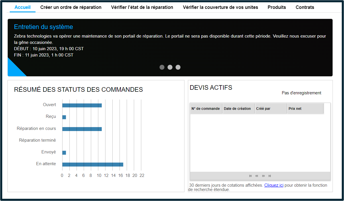 Capture d'écran de la présentation du portail des réparations 1