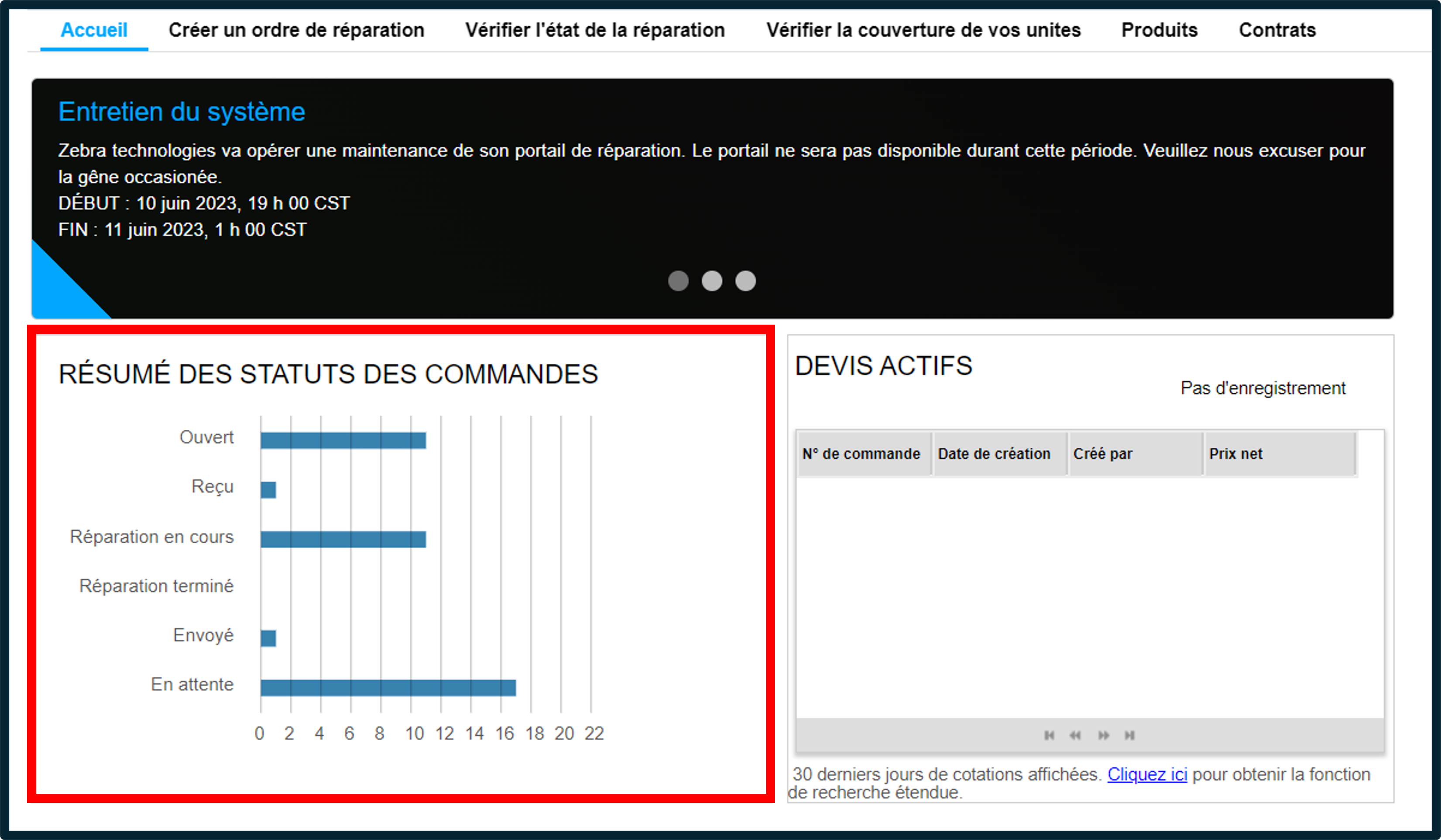 Capture d'écran de la présentation du portail des réparations 2