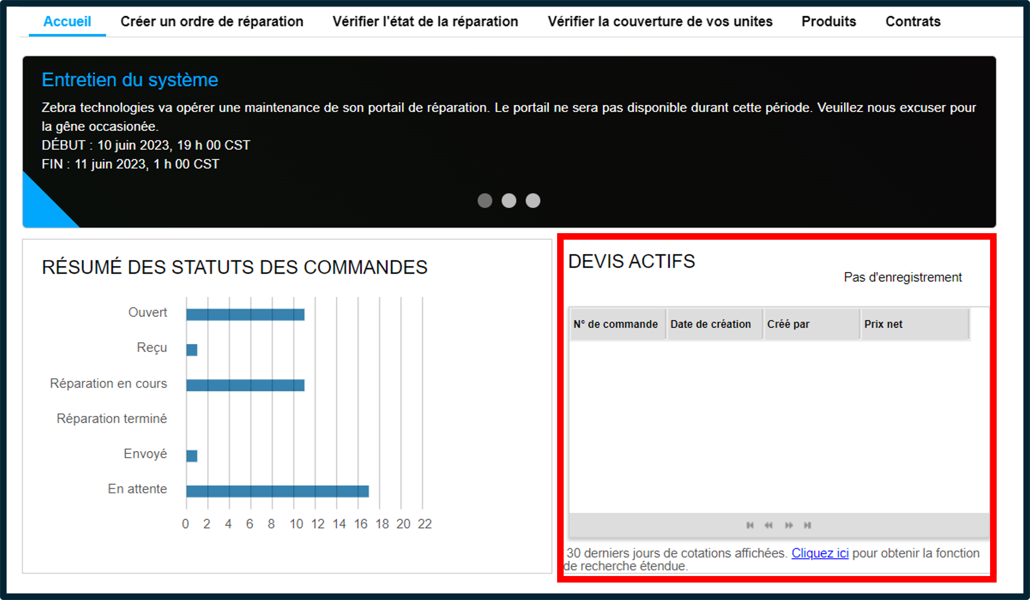 Capture d'écran de la présentation du portail des réparations 3