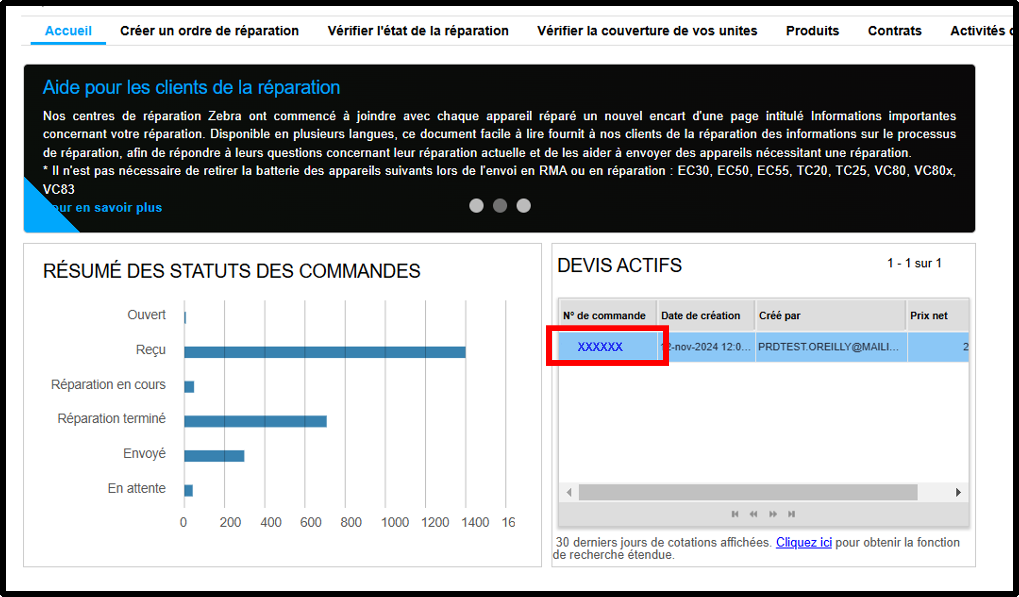 Gestion d'un devis Capture d'écran 1