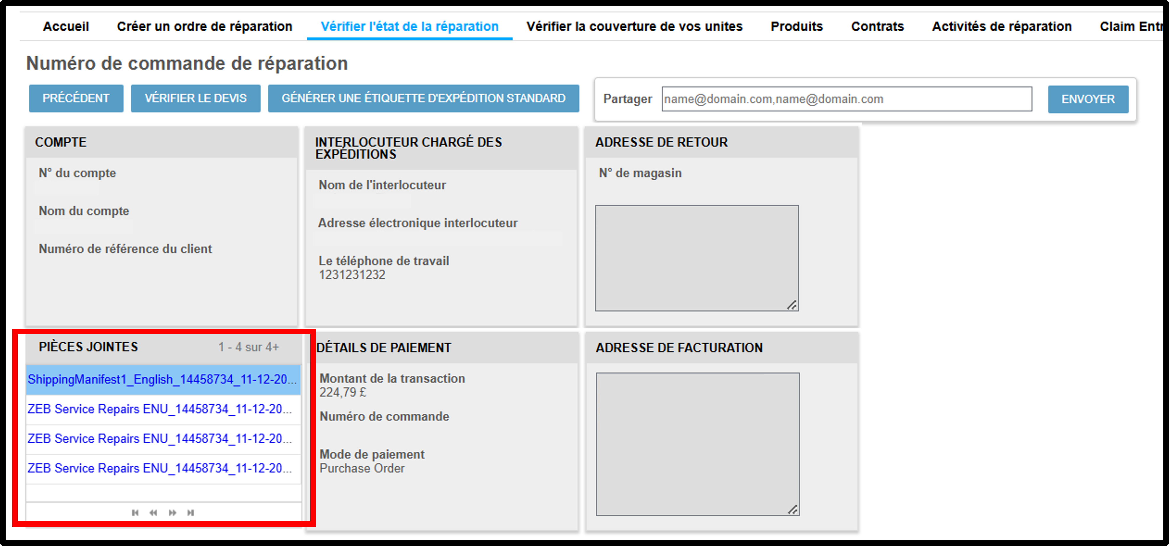 Gestion d'un devis Capture d'écran 5