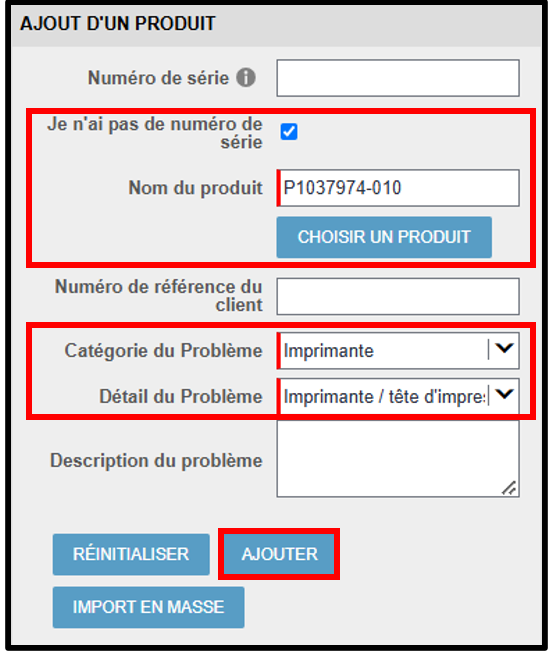 Capture d'écran de la demande de garantie d'imprimante 7