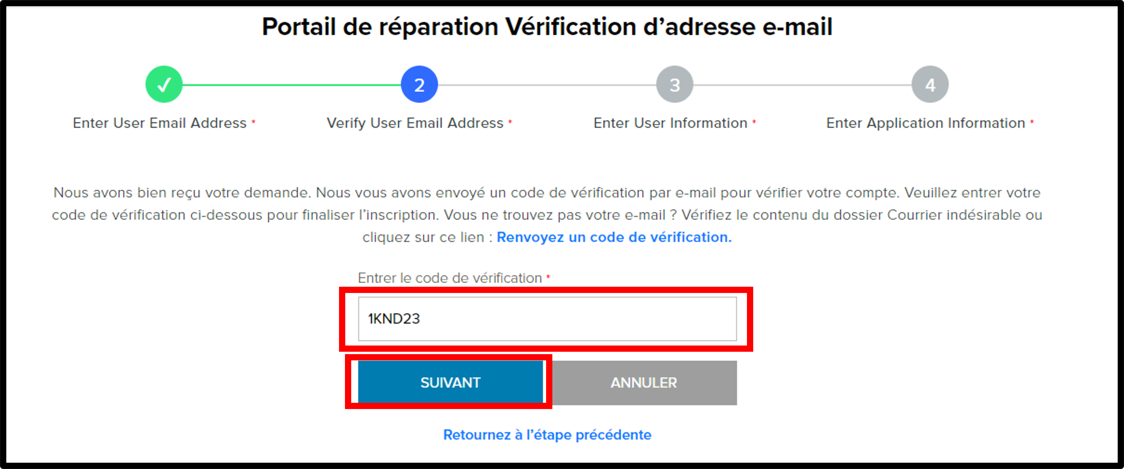 Capture d'écran de l'enregistrement des clients 4