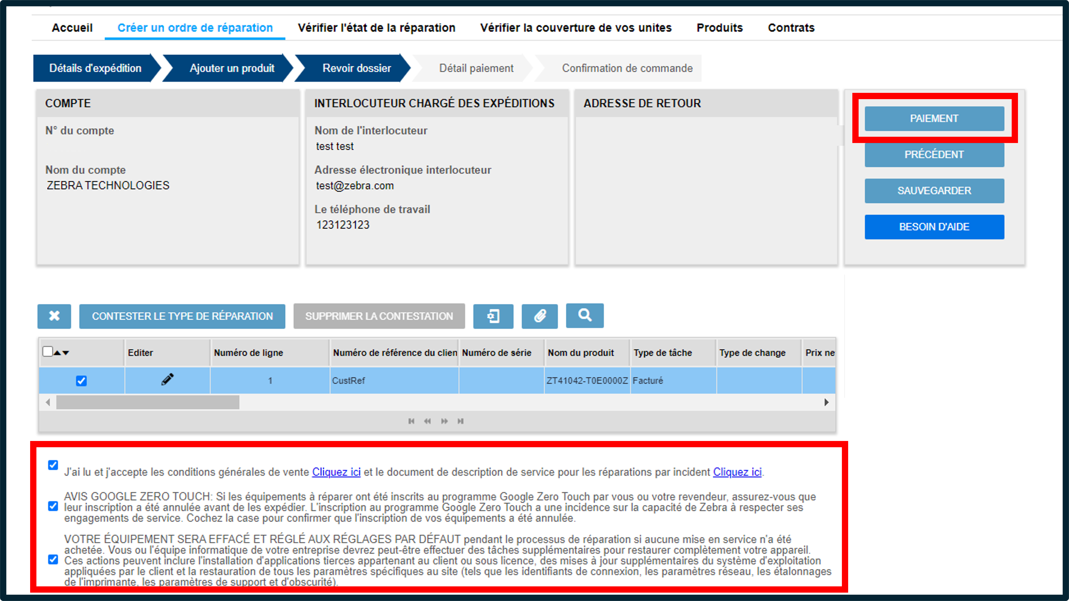 Capture d'écran Soumettre une réparation 11