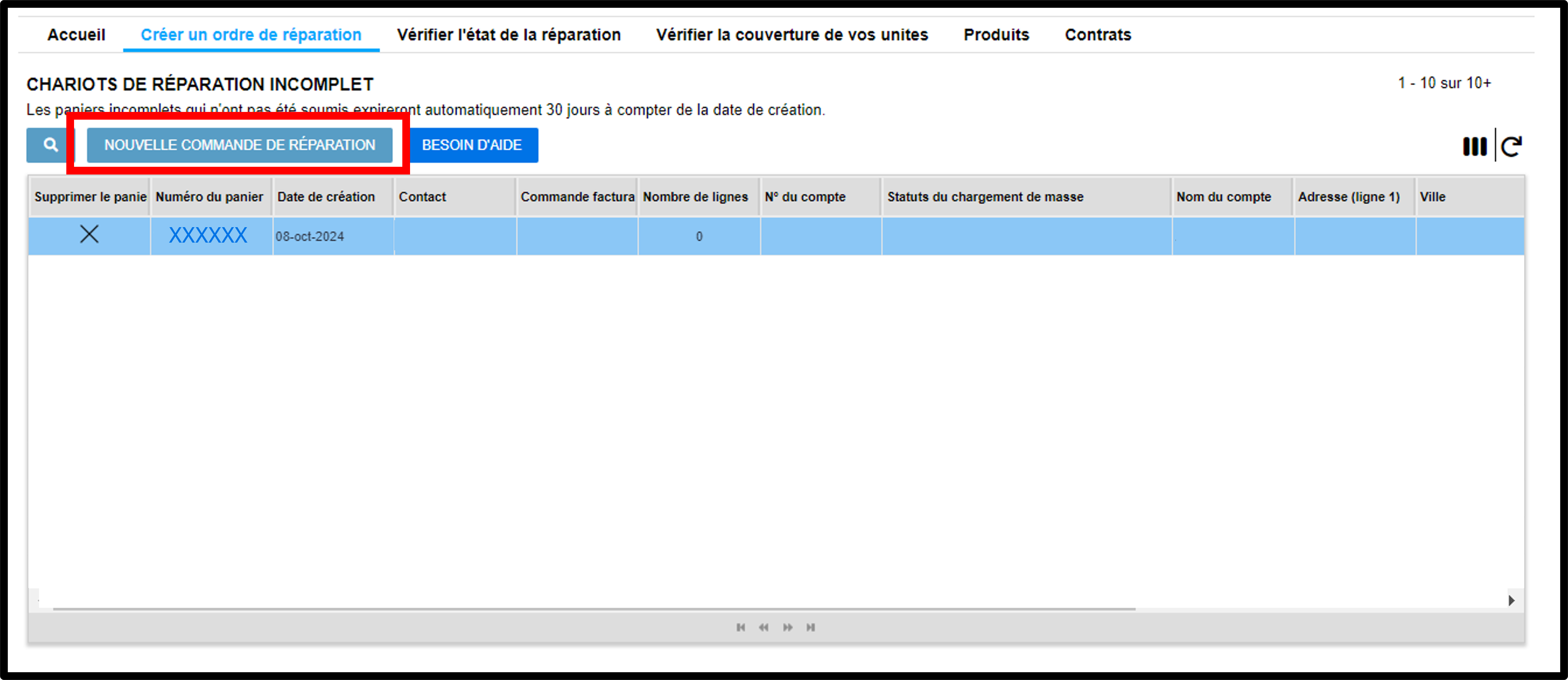 Capture d'écran Soumettre une réparation 2