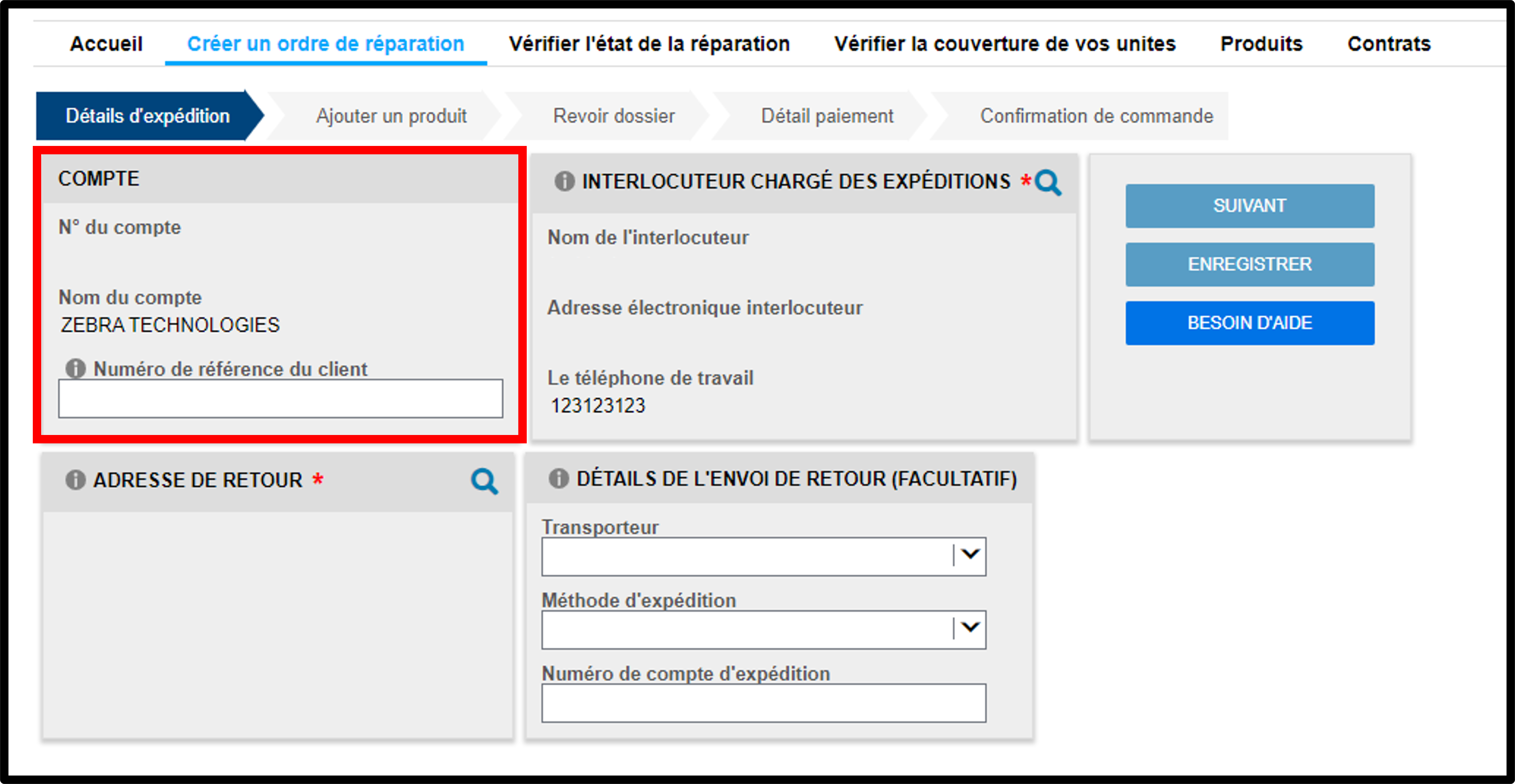 Capture d'écran Soumettre une réparation 3