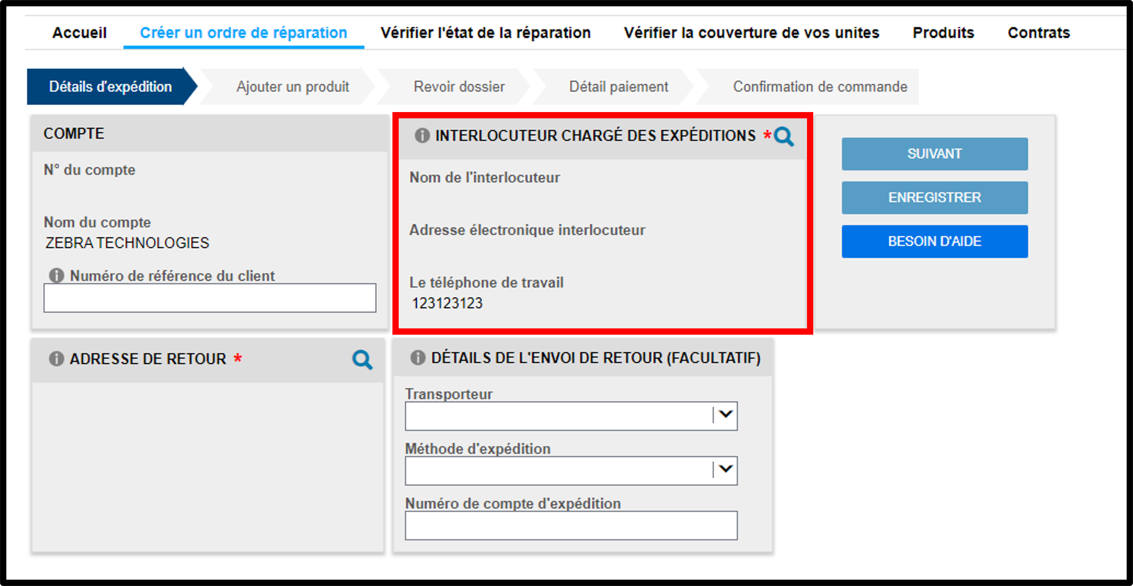 Capture d'écran Soumettre une réparation 4
