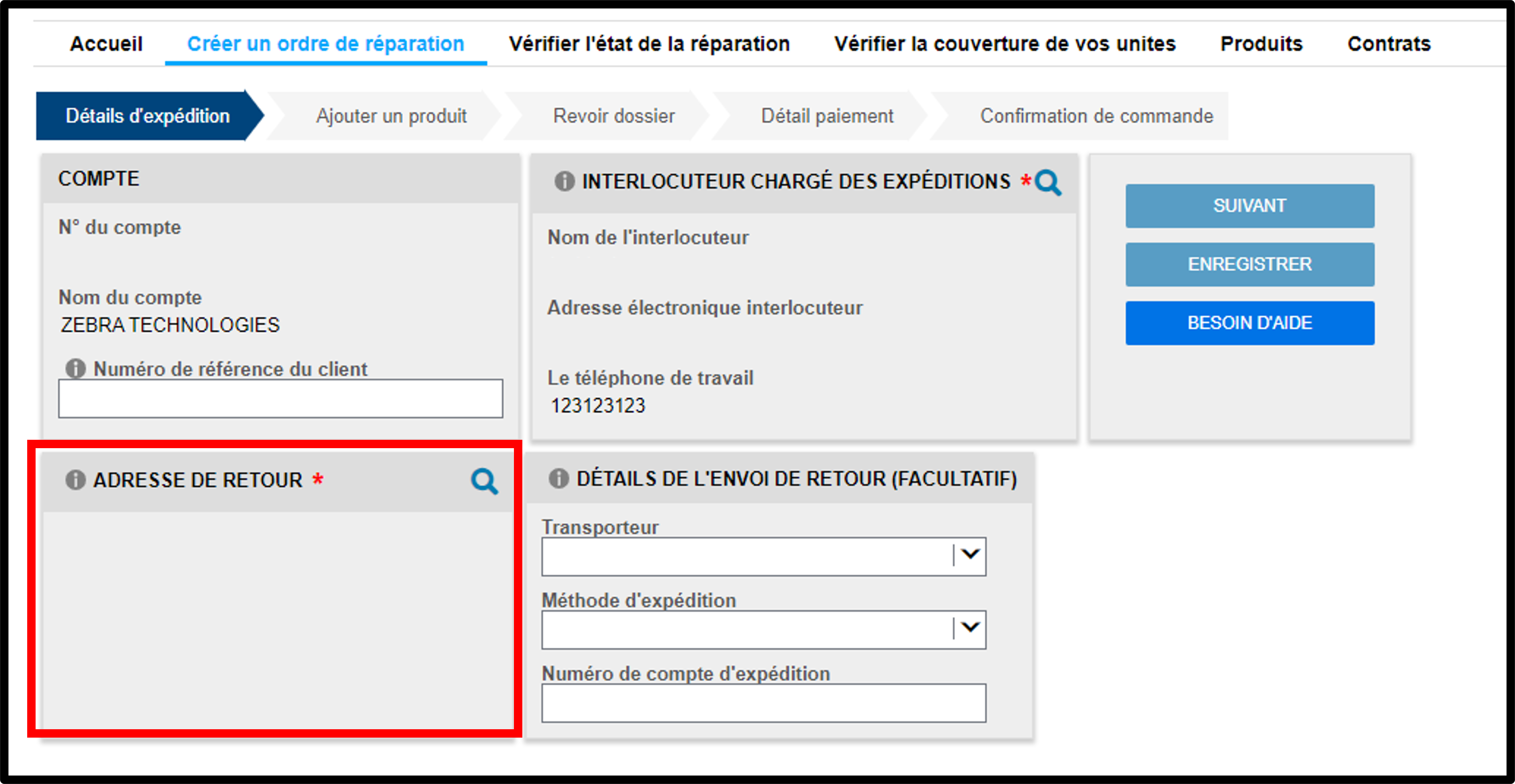 Capture d'écran Soumettre une réparation 5