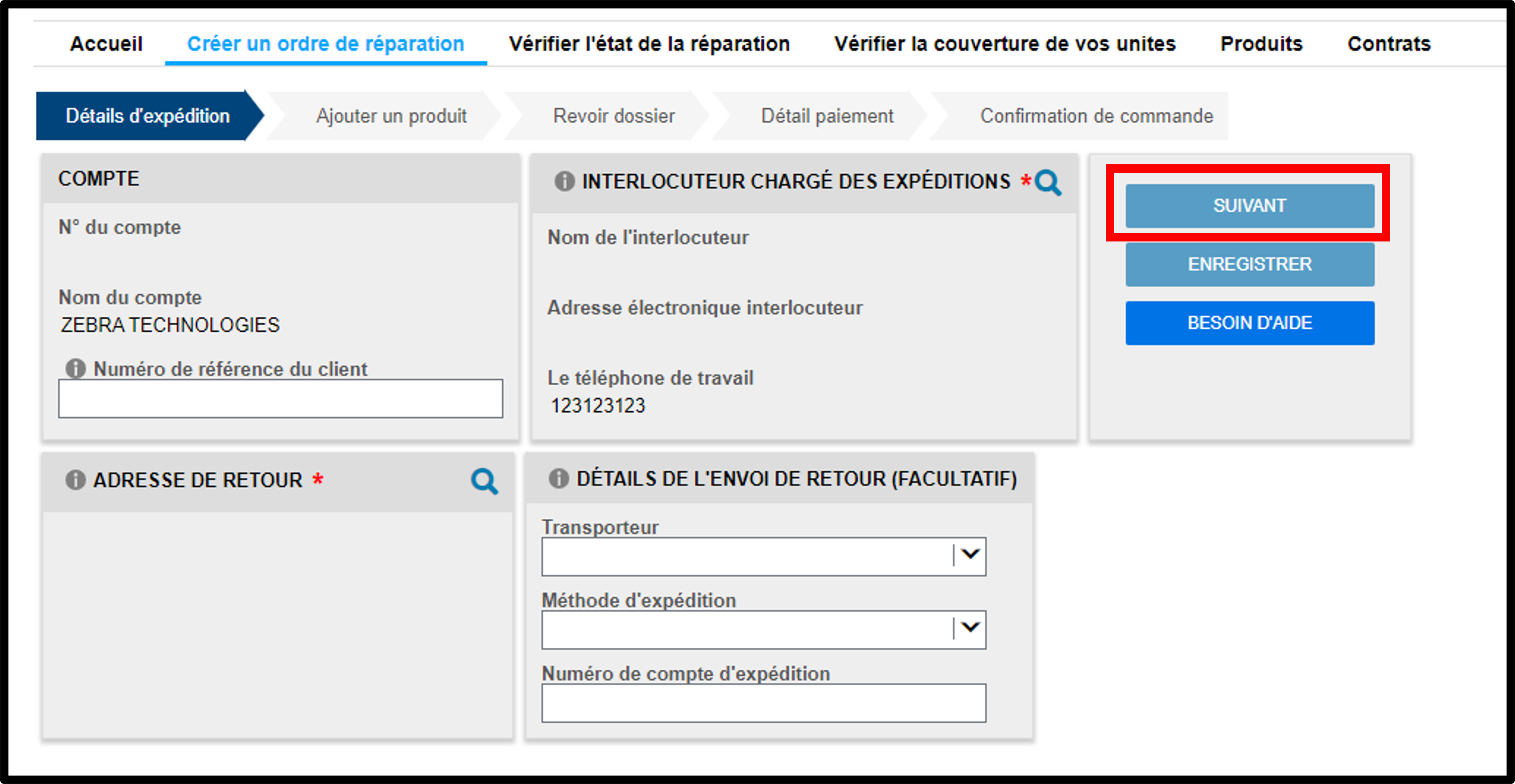 Capture d'écran Soumettre une réparation 7