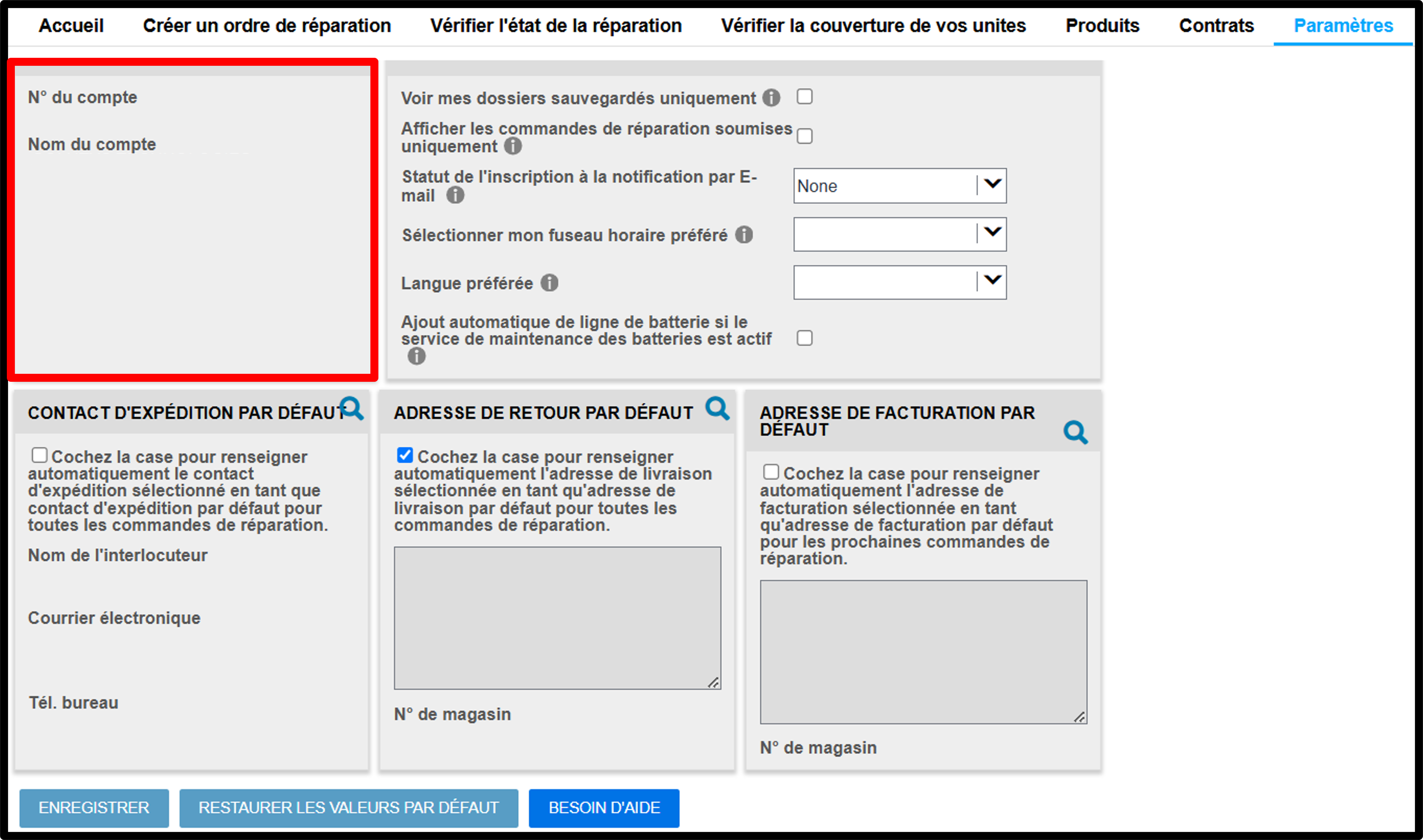 Capture d'écran des paramètres utilisateur des guides de réparation 2