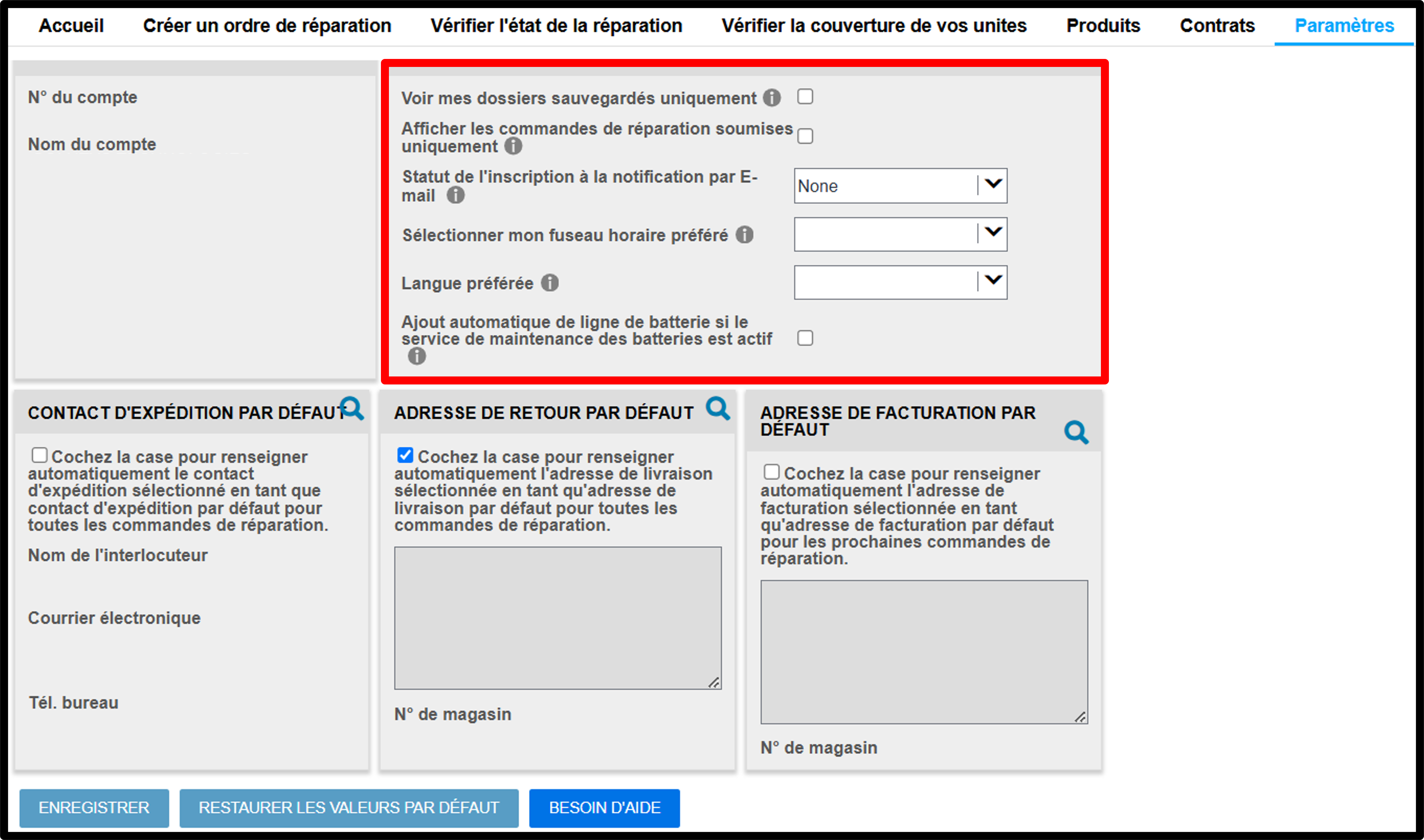Capture d'écran des paramètres utilisateur des guides de réparation 4