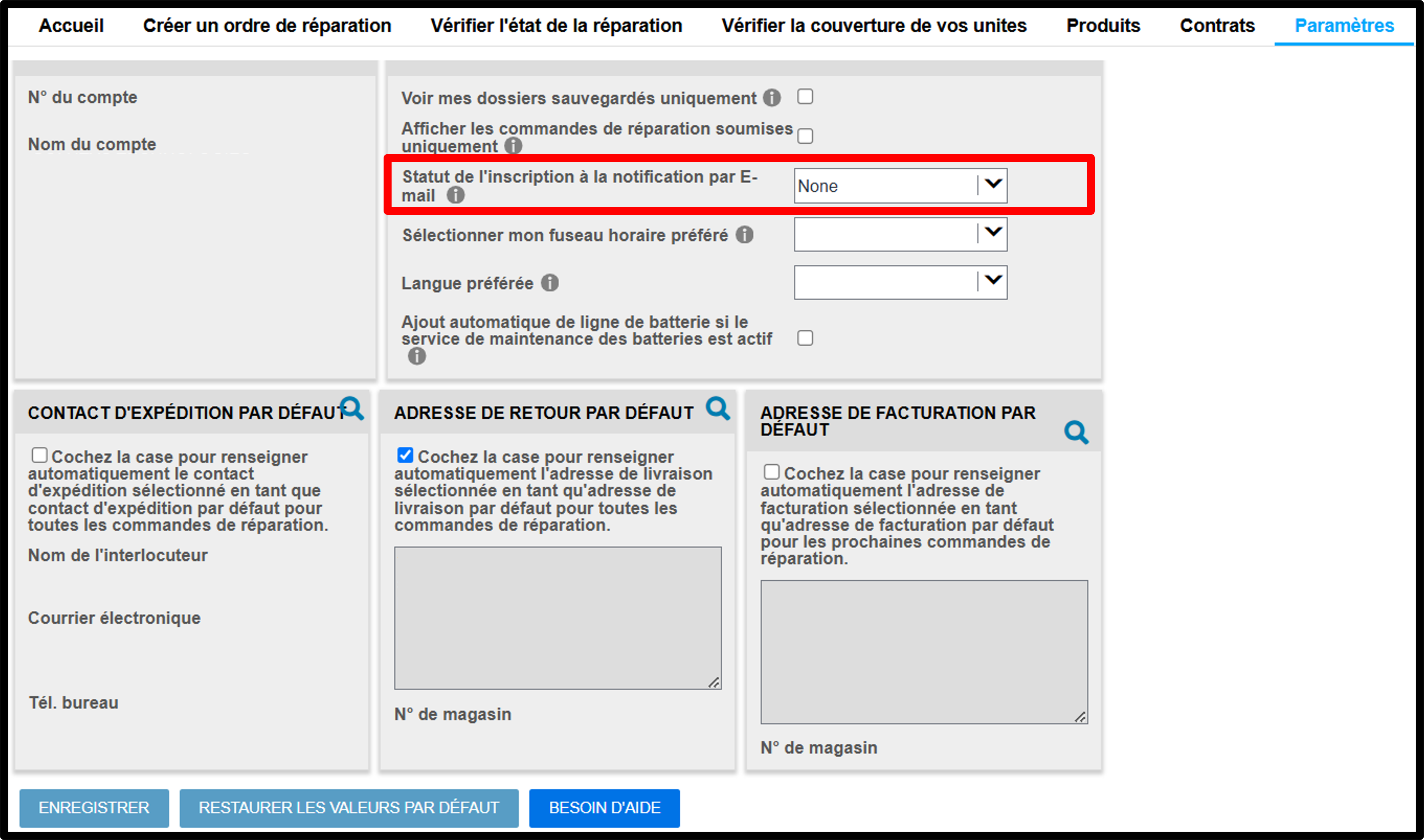Capture d'écran des paramètres utilisateur des guides de réparation 6