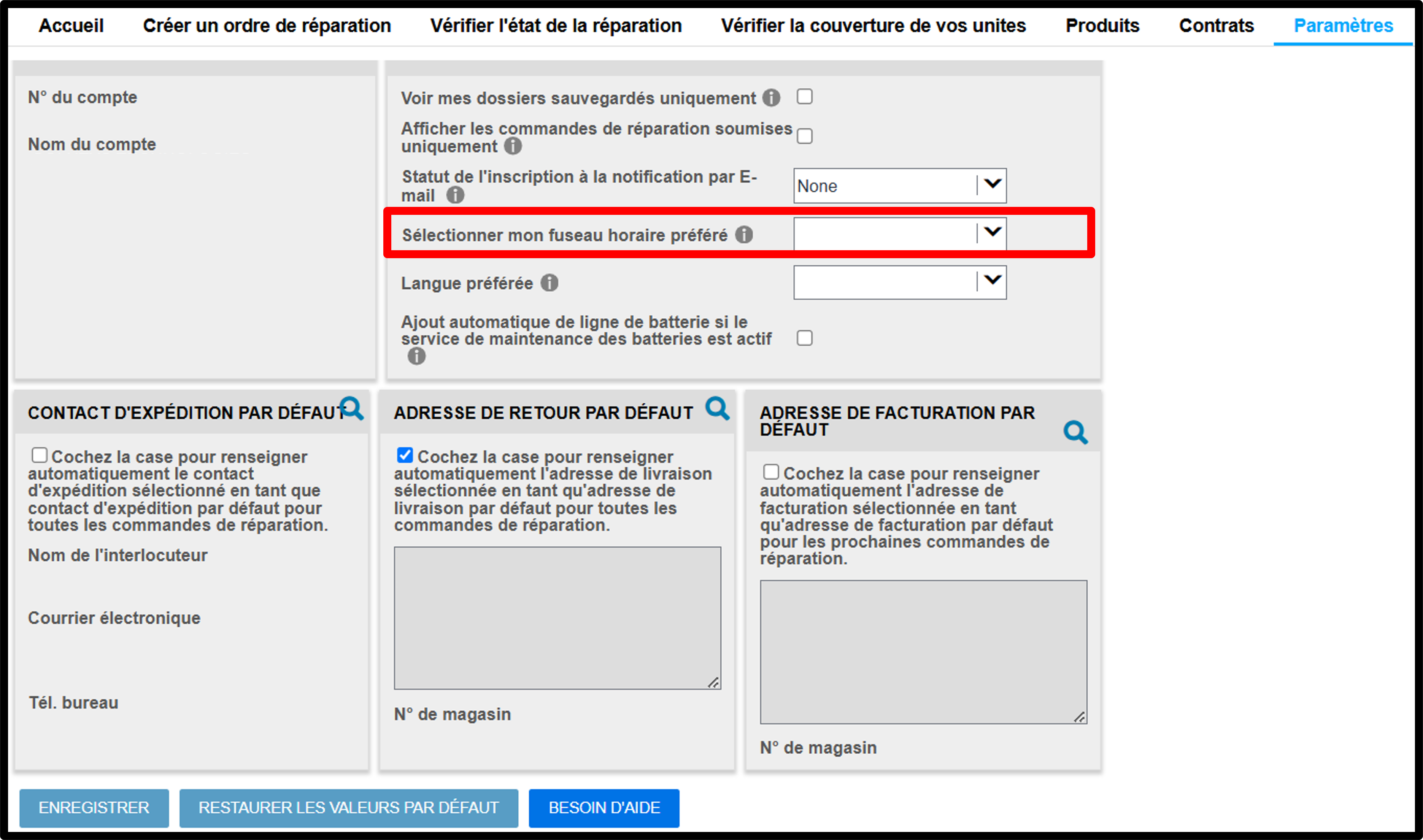 Capture d'écran des paramètres utilisateur des guides de réparation 7