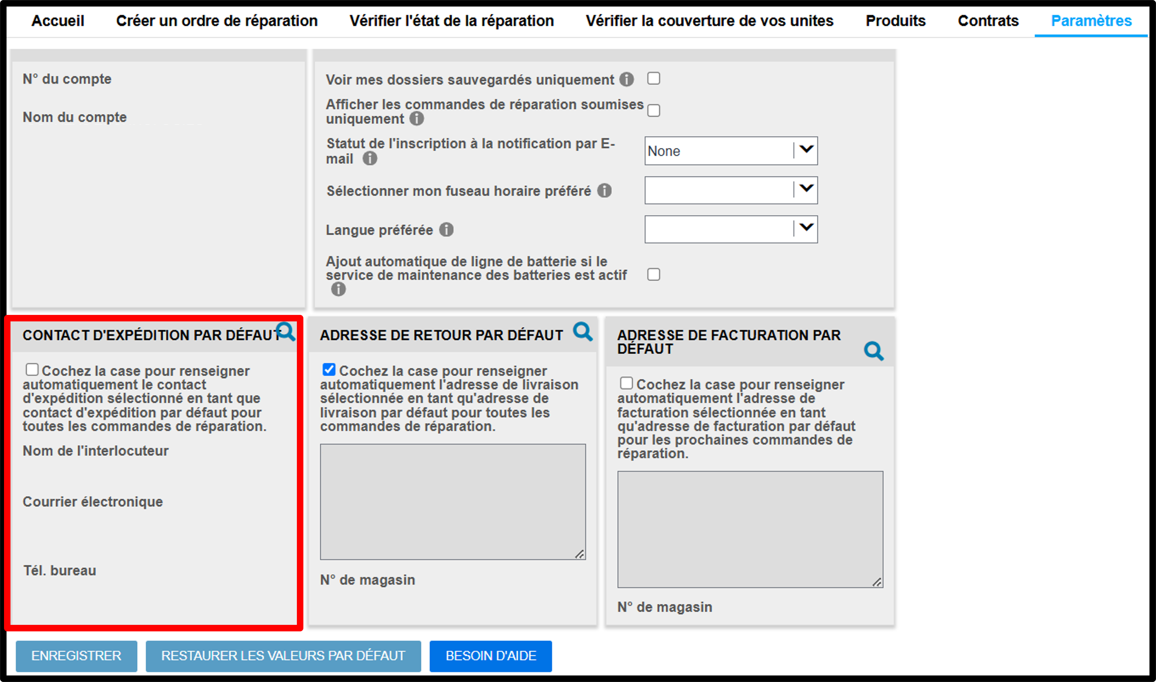 Capture d'écran des paramètres utilisateur des guides de réparation 9