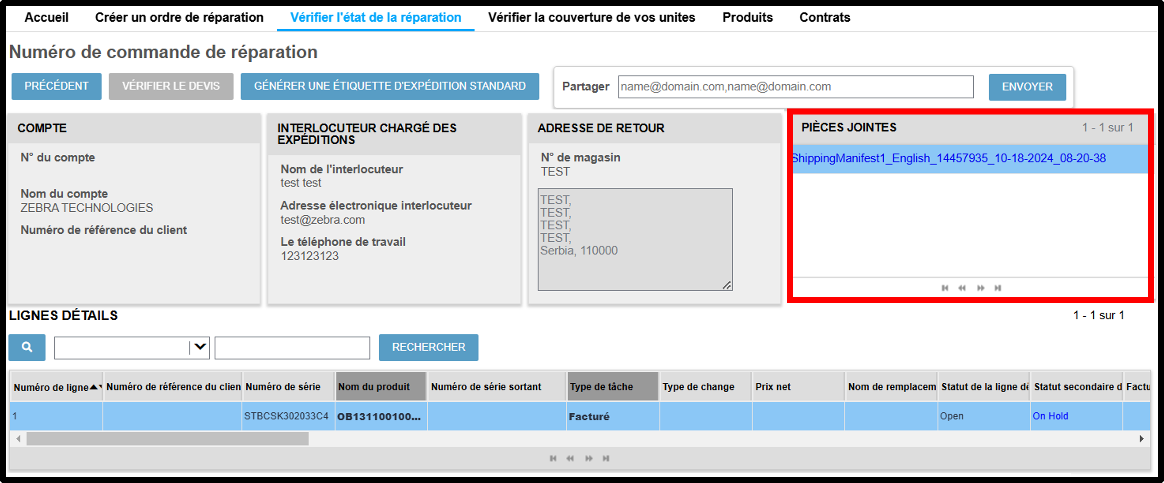 Voir la capture d'écran des détails de la réparation 10