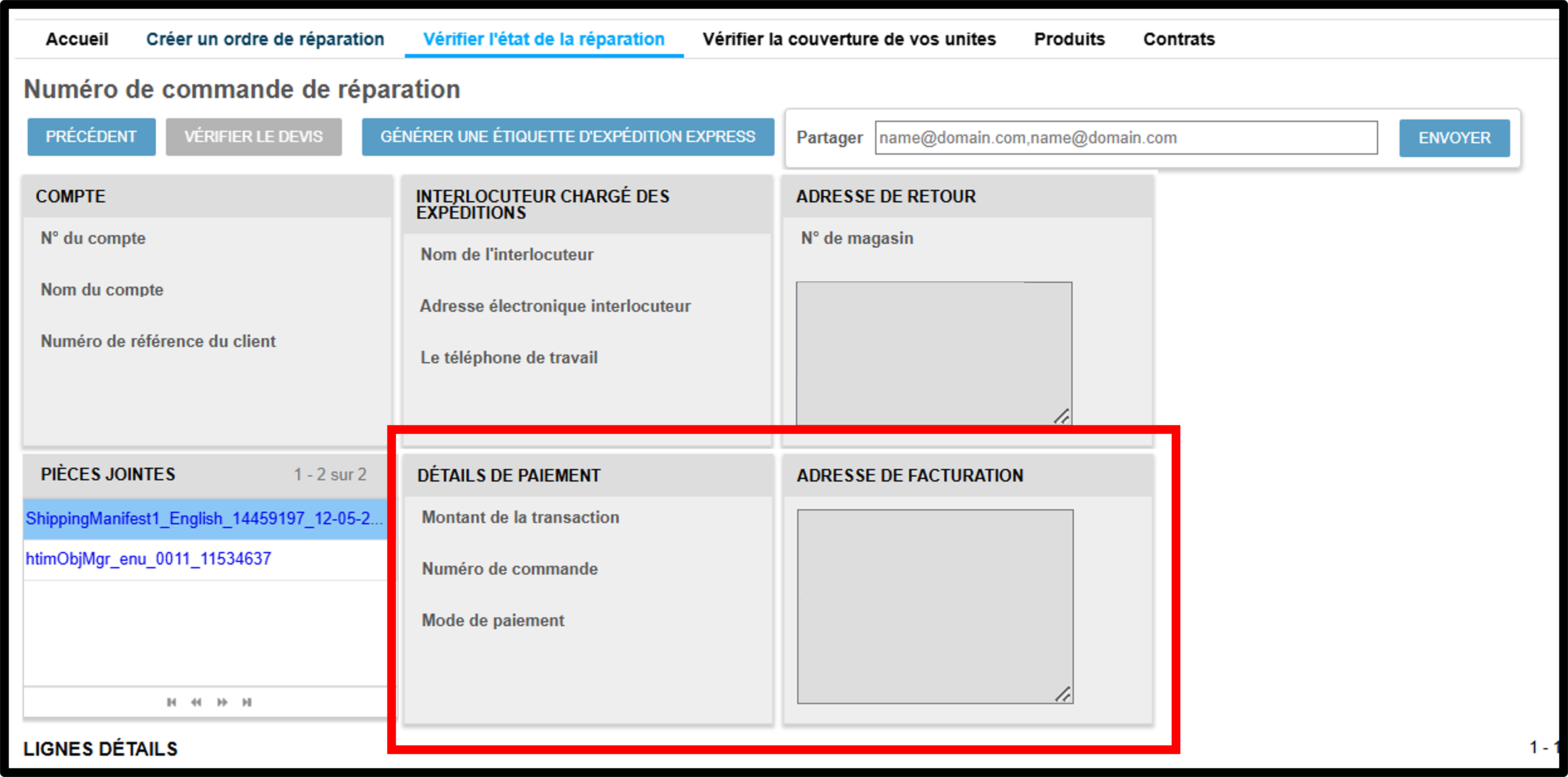 Voir la capture d'écran des détails de la réparation 11