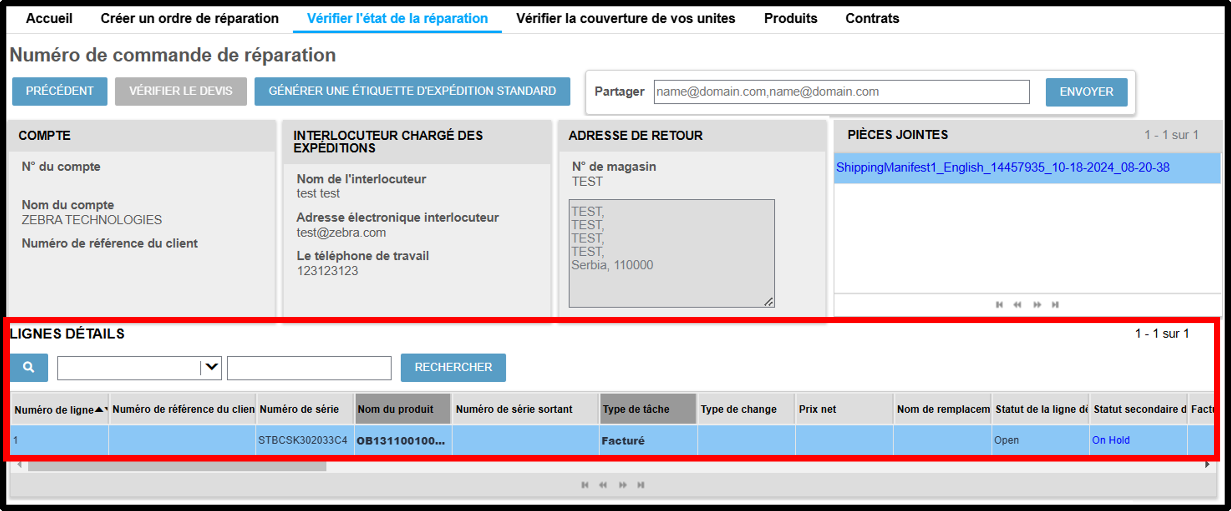 Voir la capture d'écran des détails de la réparation 12