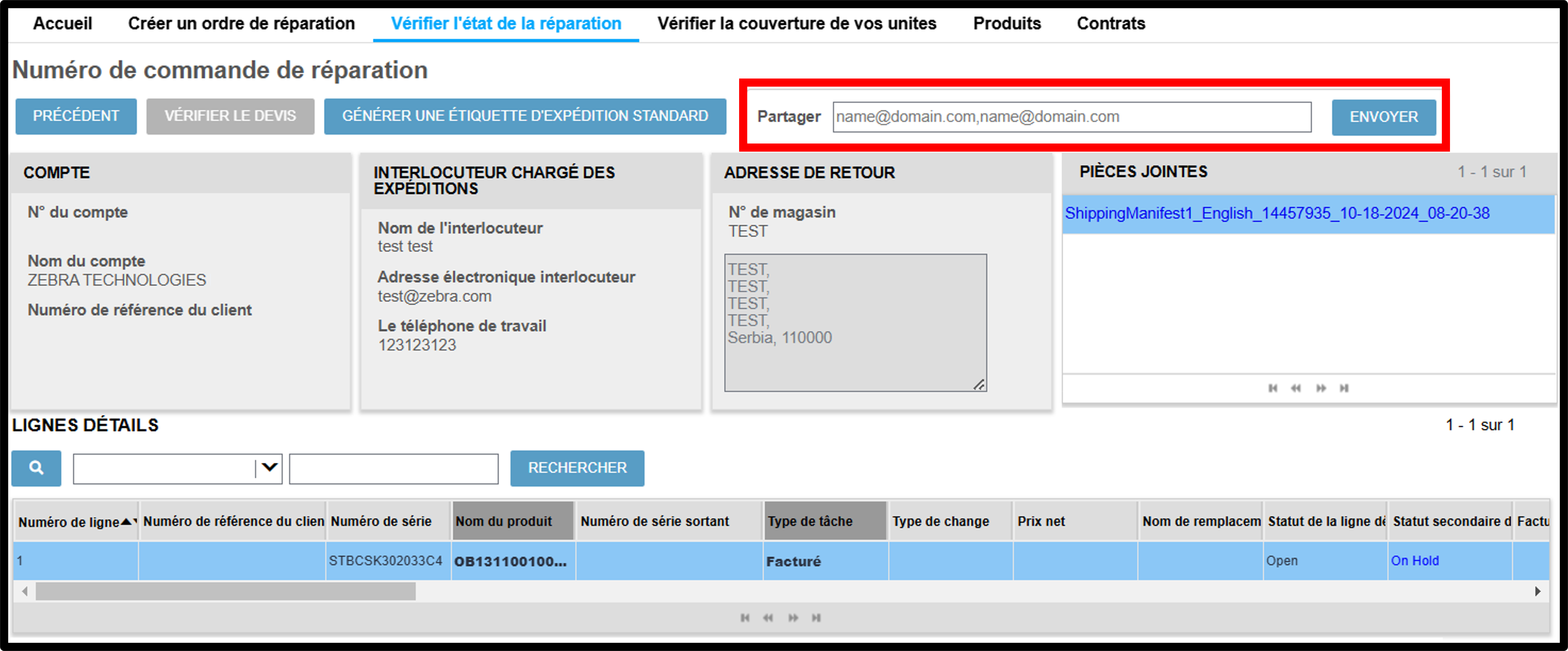 Voir la capture d'écran des détails de la réparation 14