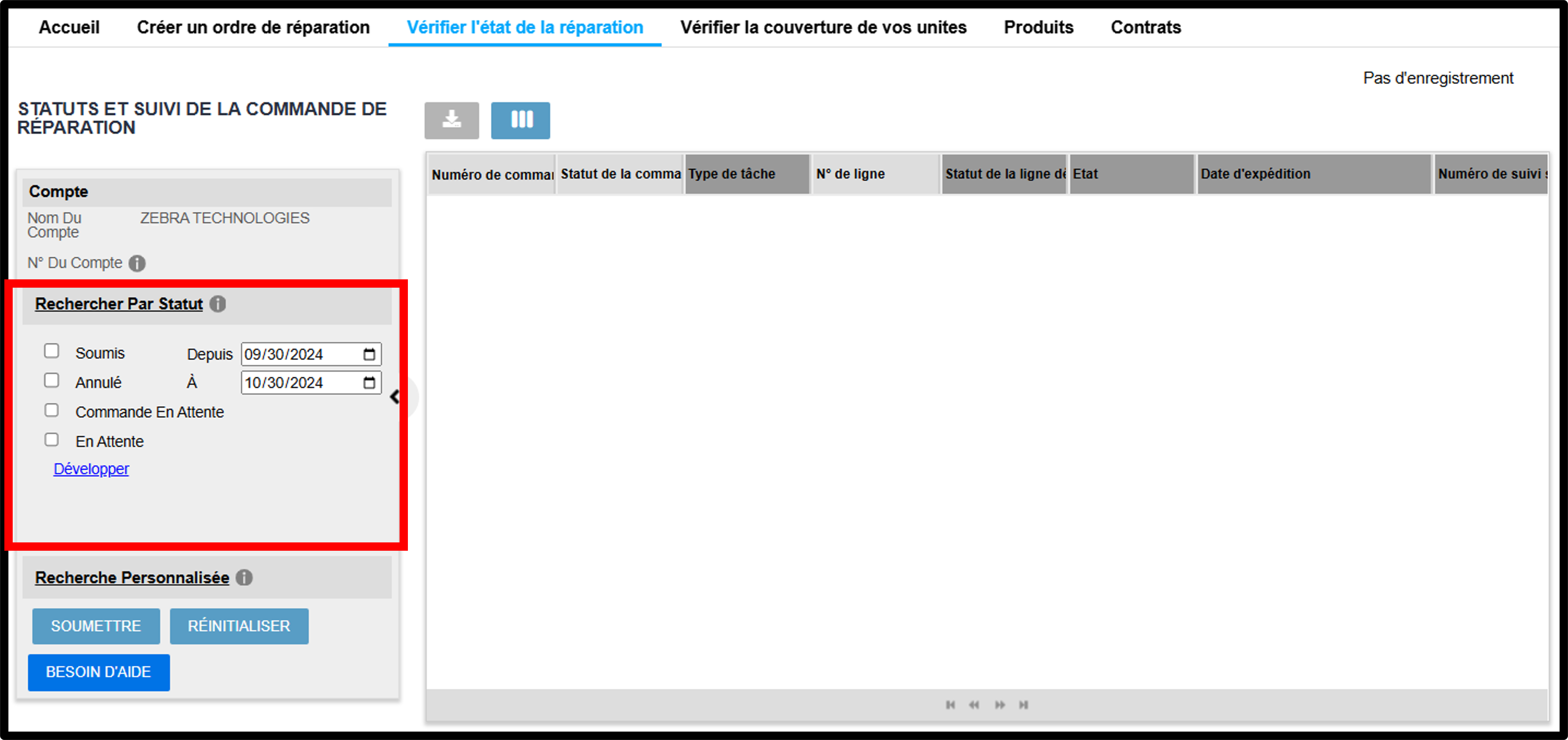 Voir la capture d'écran des détails de la réparation 2