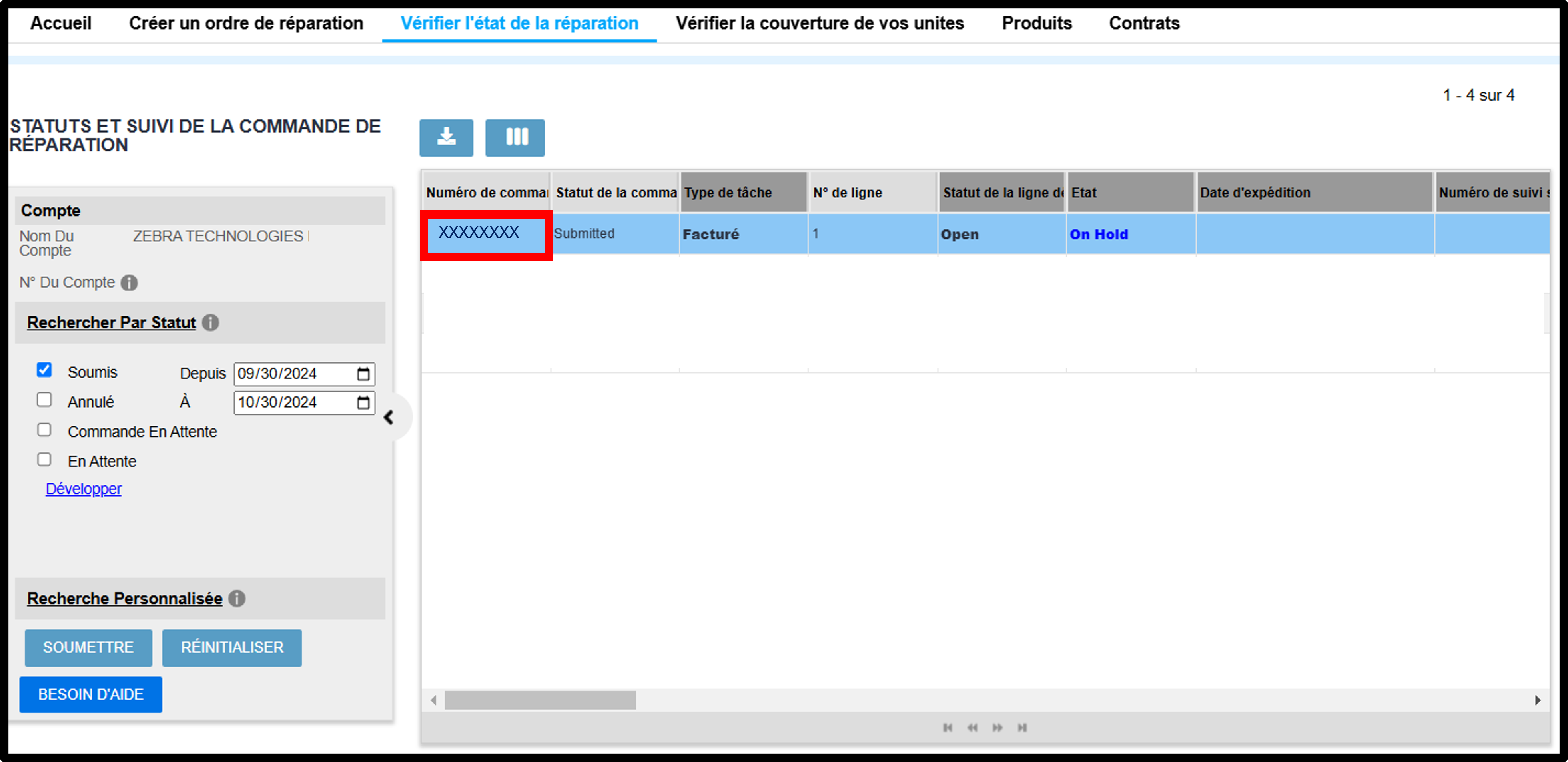 Voir la capture d'écran des détails de la réparation 6