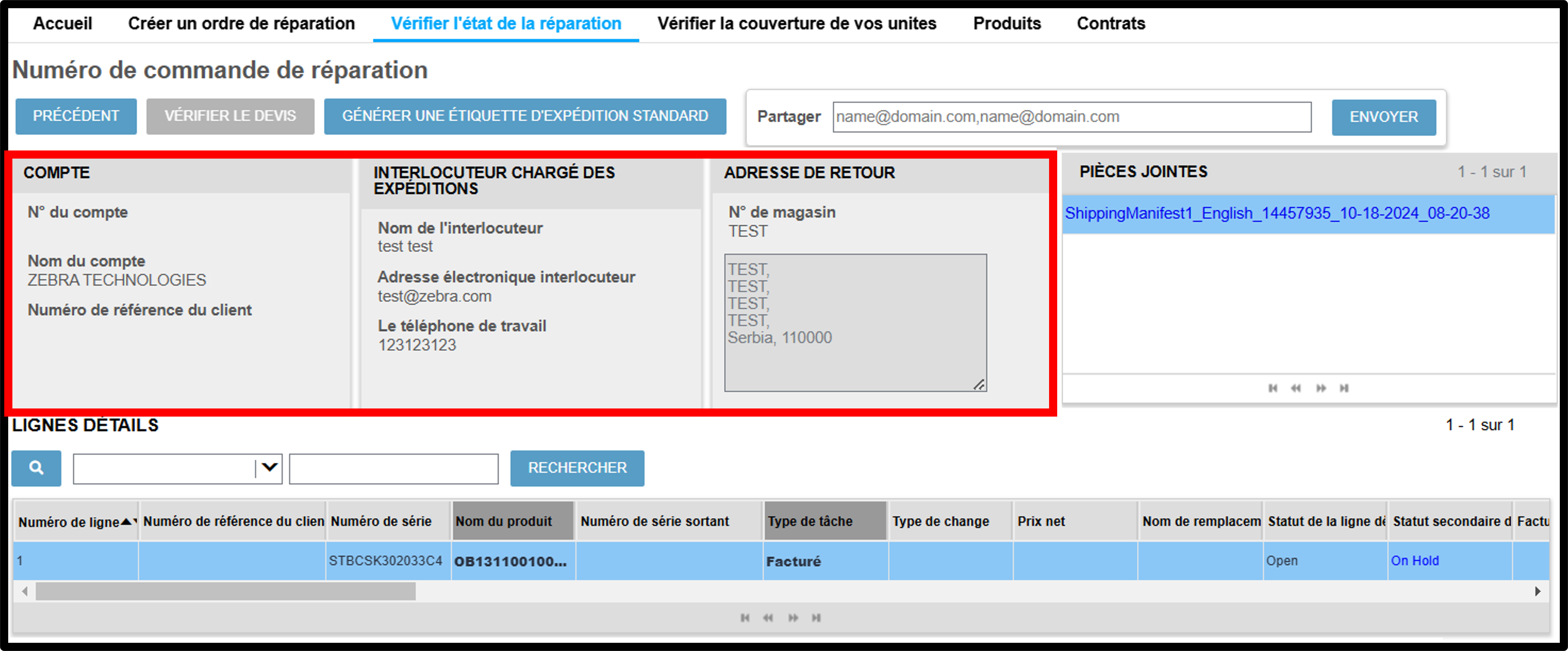 Voir la capture d'écran des détails de la réparation 9