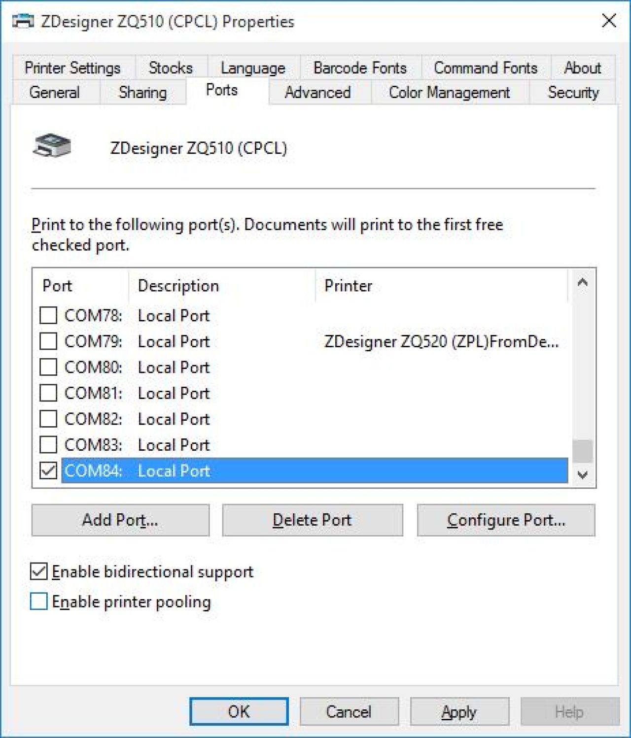 Install Printer screen capture