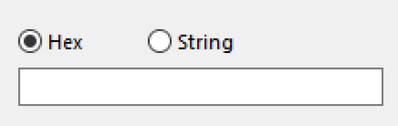 Hex or string selection screen