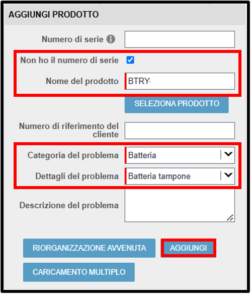 Schermata della richiesta di garanzia della batteria 5