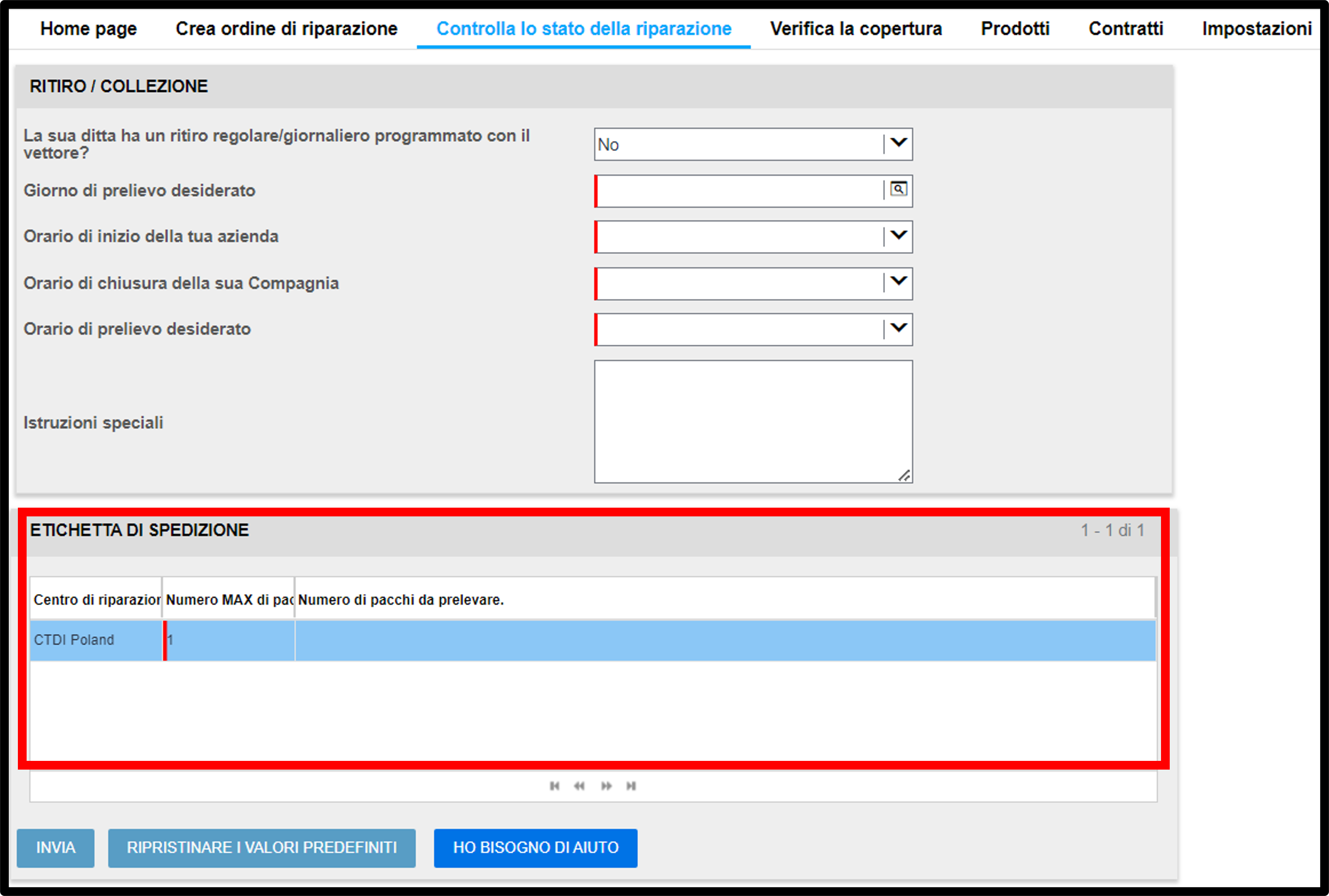 Genera uno screenshot dell'etichetta di spedizione 13