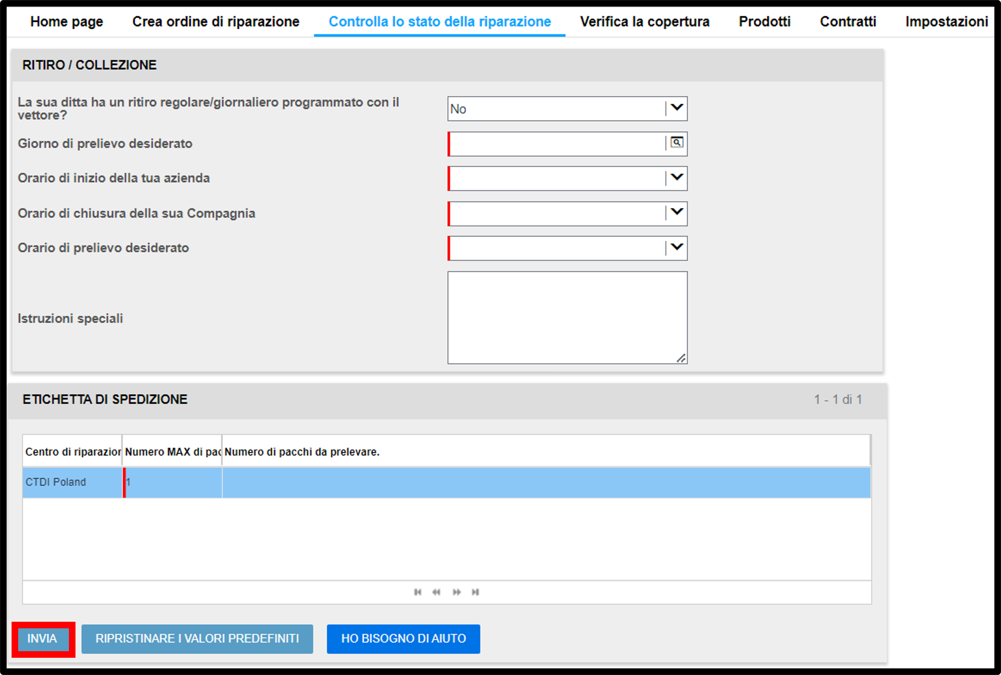 Genera uno screenshot dell'etichetta di spedizione 14