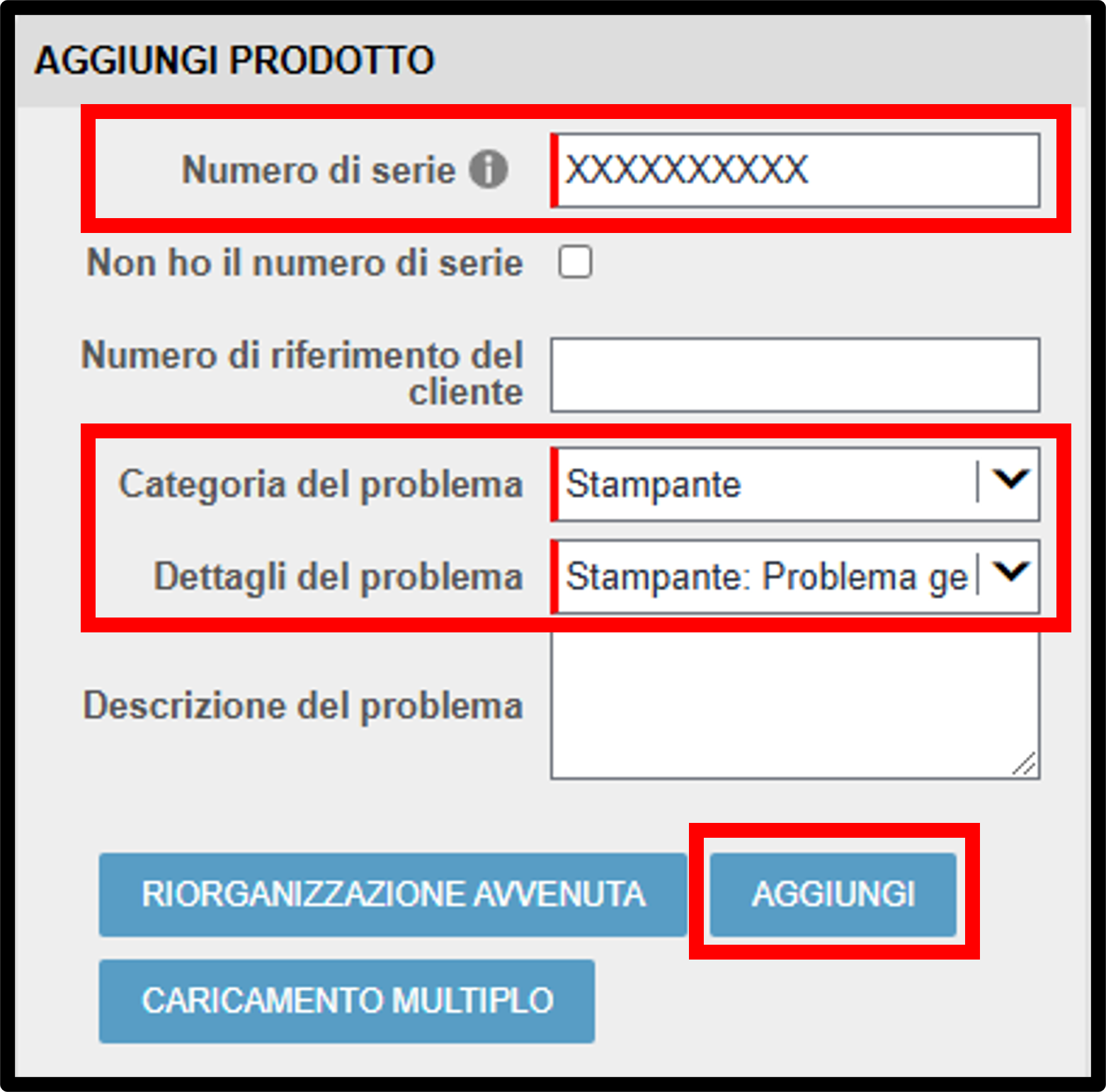 Richiesta di garanzia per stampante Screenshot 3