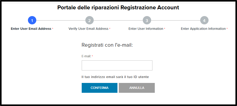 Registrazione per i clienti Screenshot 1